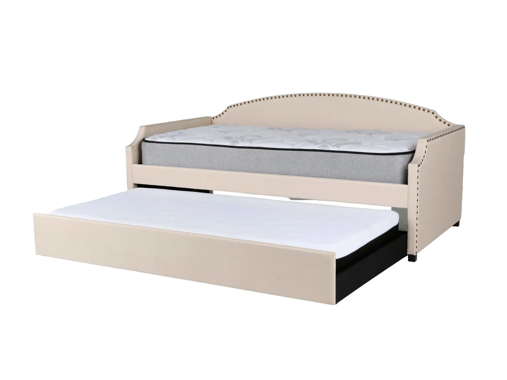 168-ivory-upholstered-twin-daybed-with-trundle-nailhead-trim-6.webp Ivory Upholstered Twin Daybed with Trundle & Nailhead Trim
