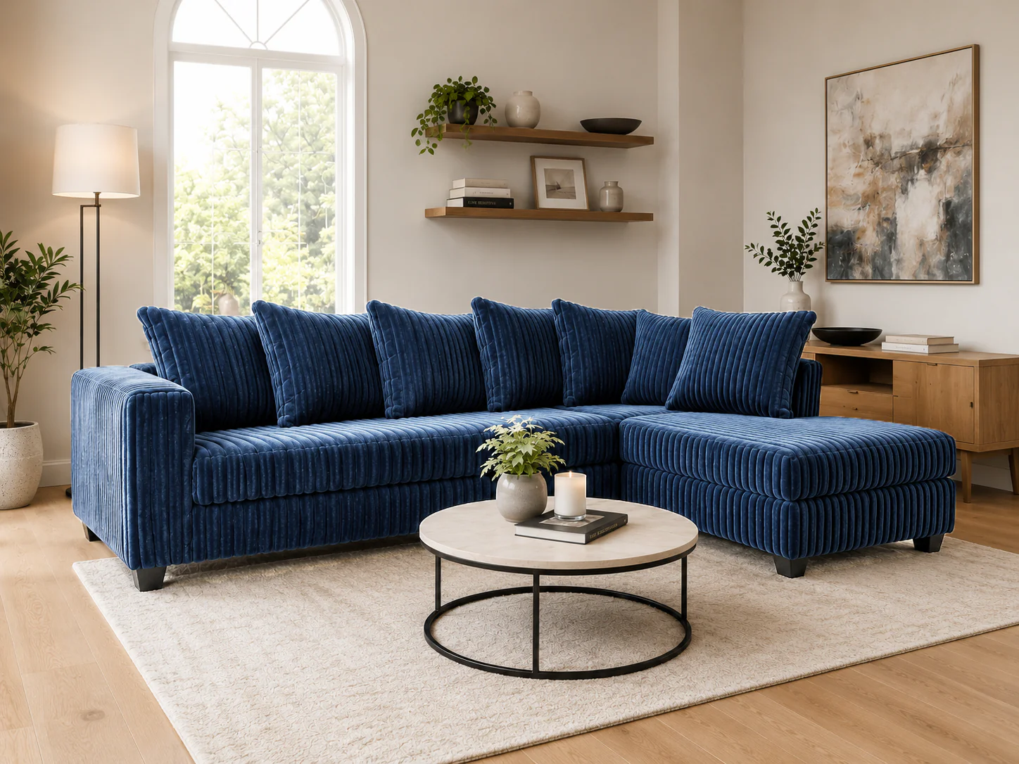 1681-navy-blue-ribbed-2-piece-sectional-with-laf-sofa-and-raf-chaise-1.webp Navy Blue Ribbed 2-Piece Sectional with LAF Sofa and RAF Chaise