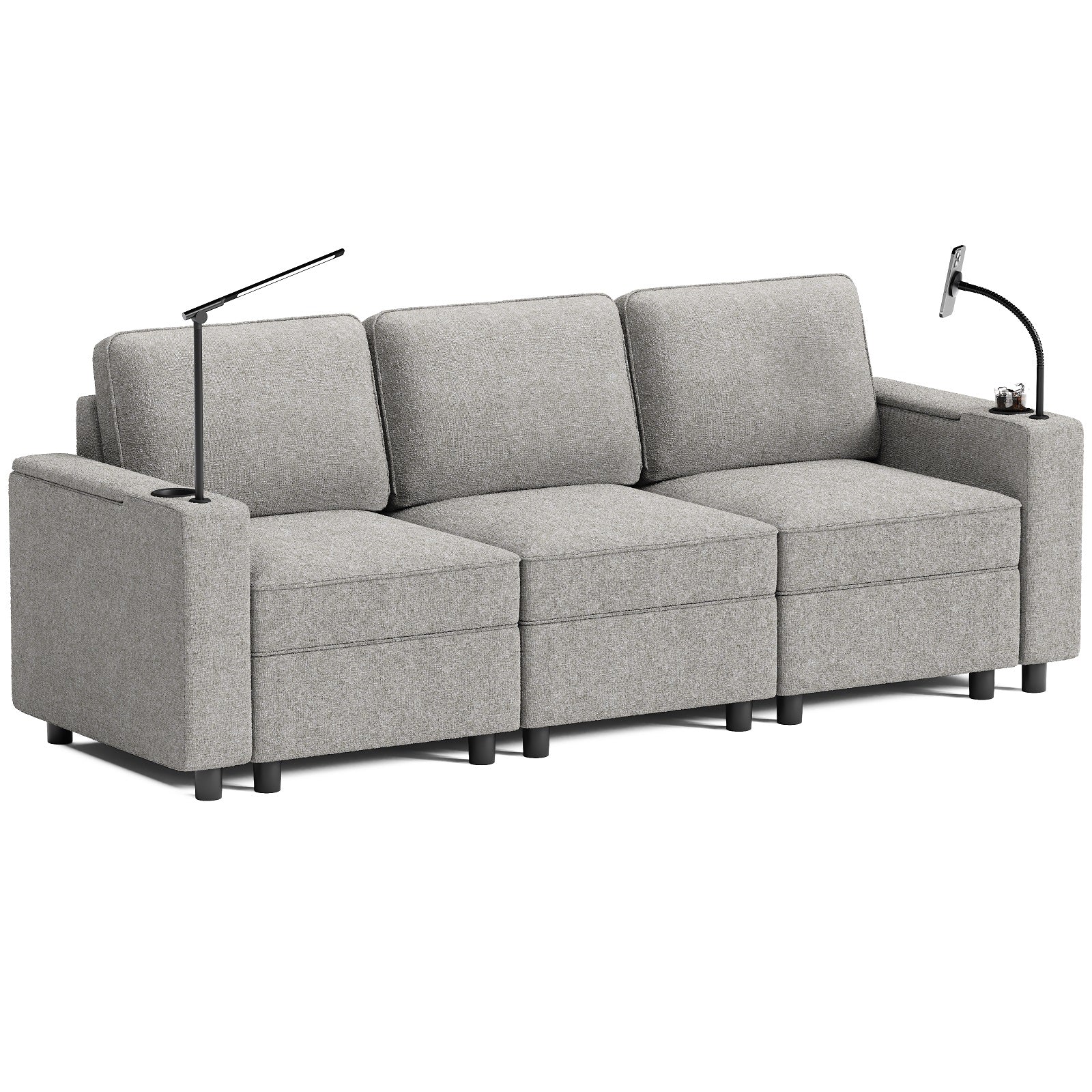 1741-gray-fabric-sofa-with-built-in-arm-lights-phone-holder-modern-3-seat-design-3.jpg Gray Fabric Sofa with Built-In Arm Lights, Phone Holder & Modern 3-Seat Design