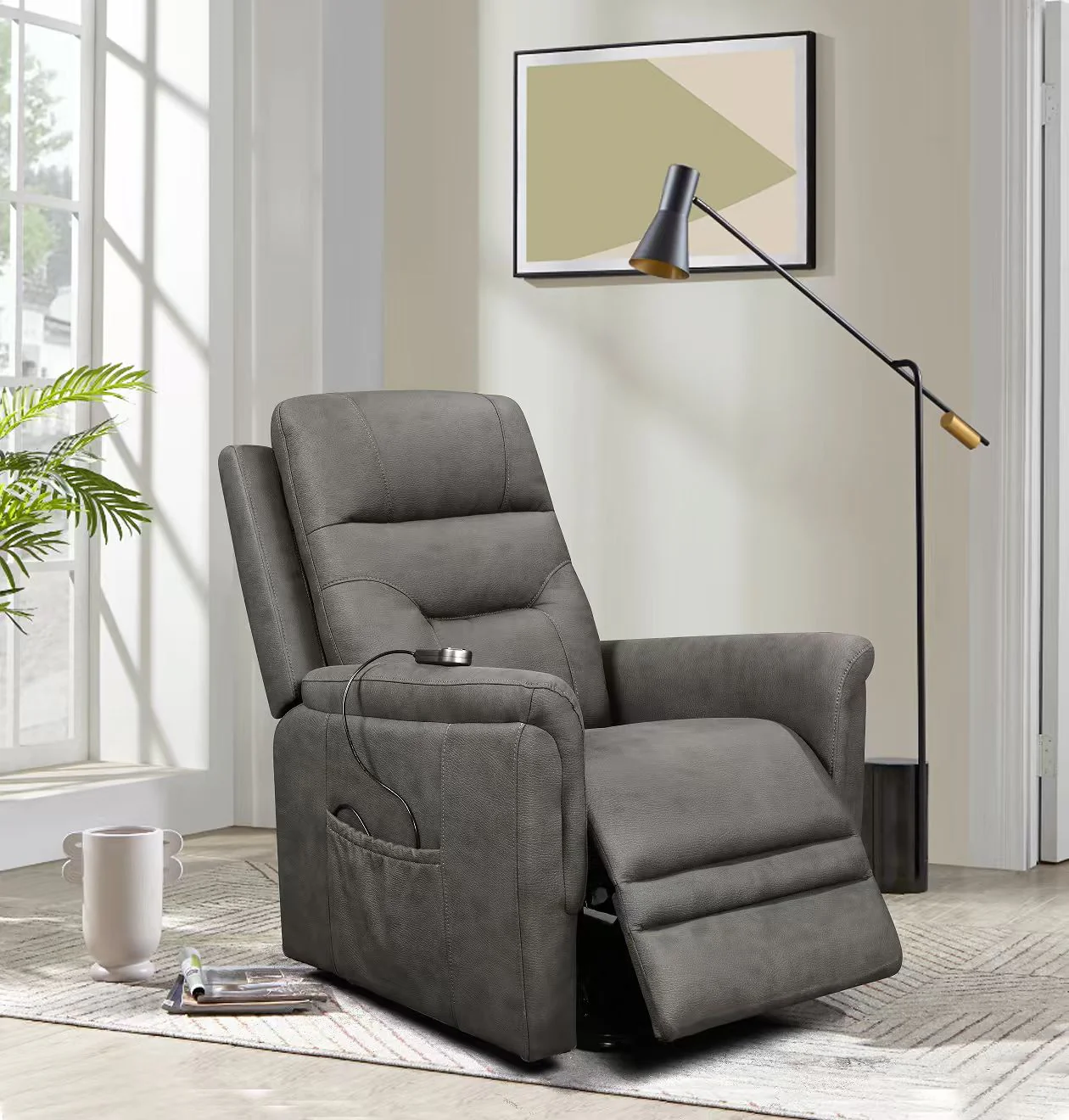 1746-gray-tufted-power-recliner-with-side-pocket-remote-control-1.webp Gray Tufted Power Recliner with Side Pocket & Remote Control