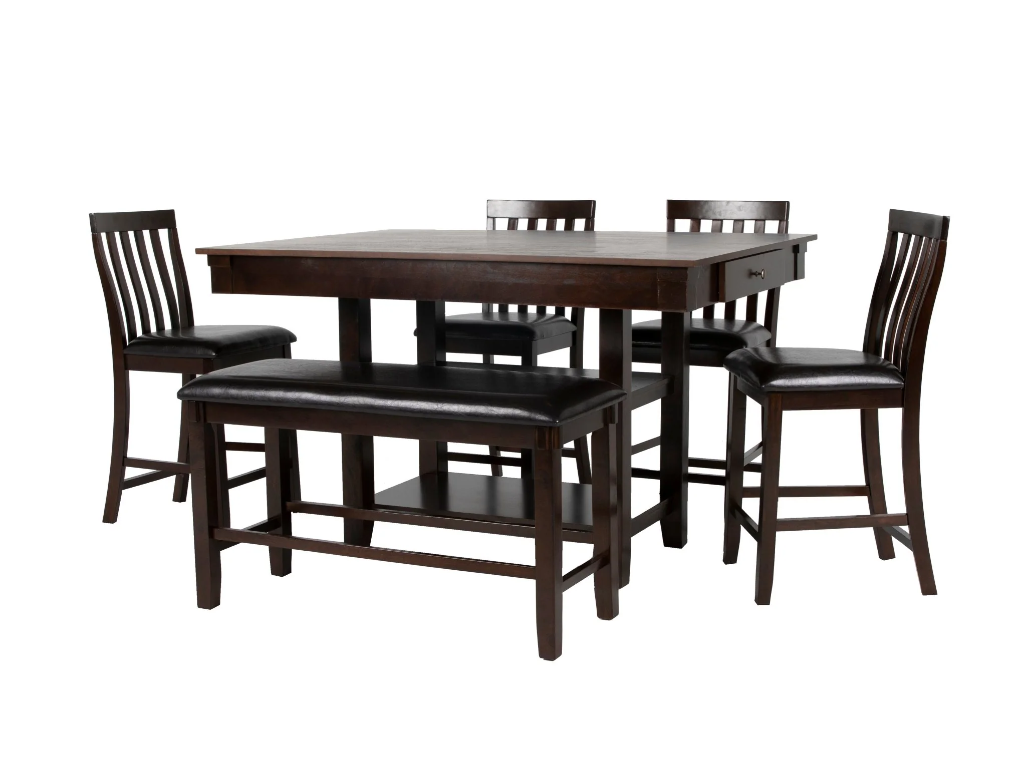 175-espresso-6-piece-counter-height-dining-set-storage-table-4-stools-bench-1.webp Espresso 6-Piece Counter-Height Dining Set - Storage Table + 4 Stools + Bench