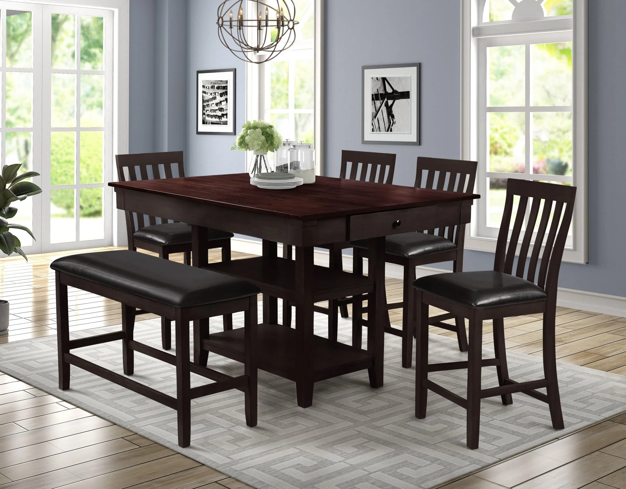 175-espresso-6-piece-counter-height-dining-set-storage-table-4-stools-bench-2.webp Espresso 6-Piece Counter-Height Dining Set - Storage Table + 4 Stools + Bench