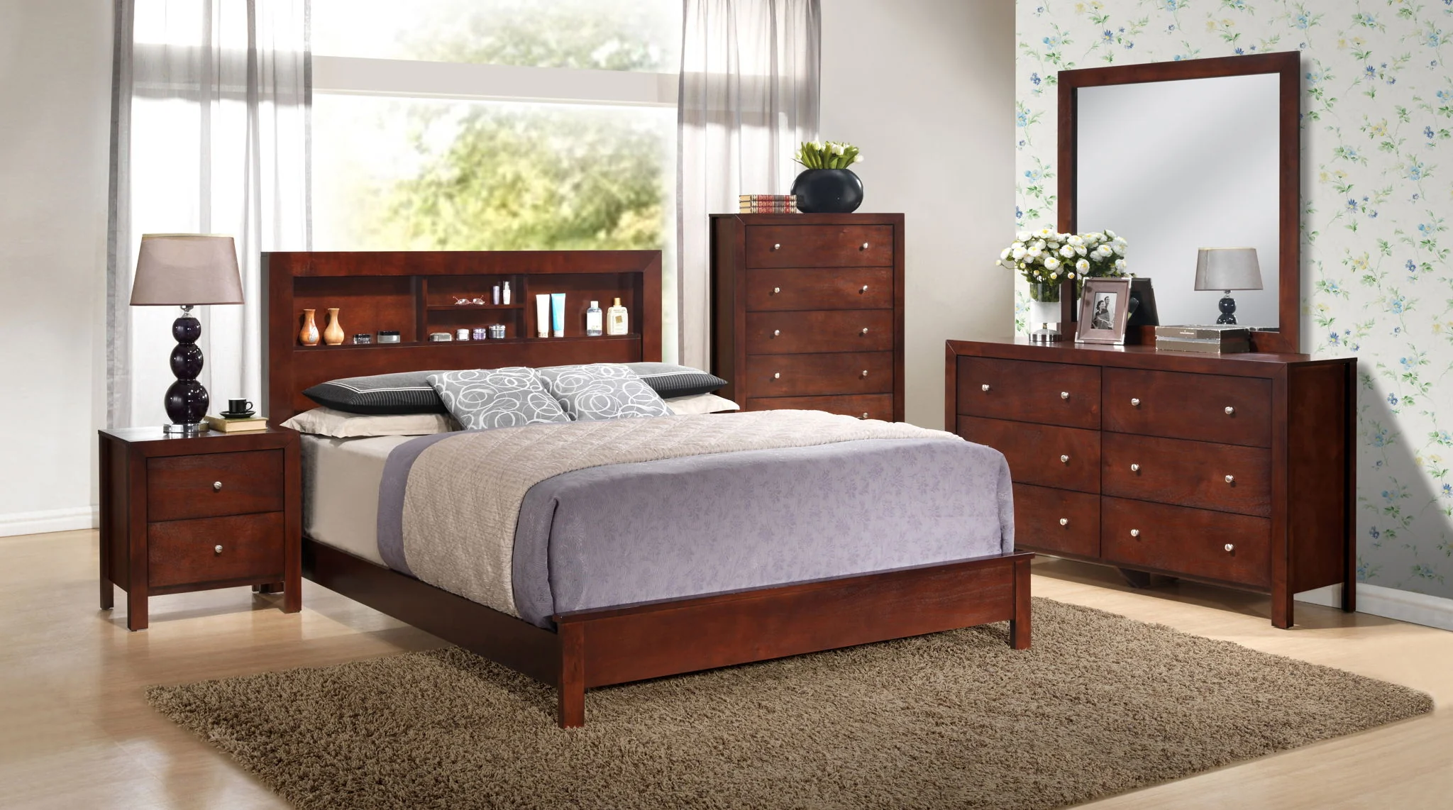 Bed With Transitional Design Stylish
