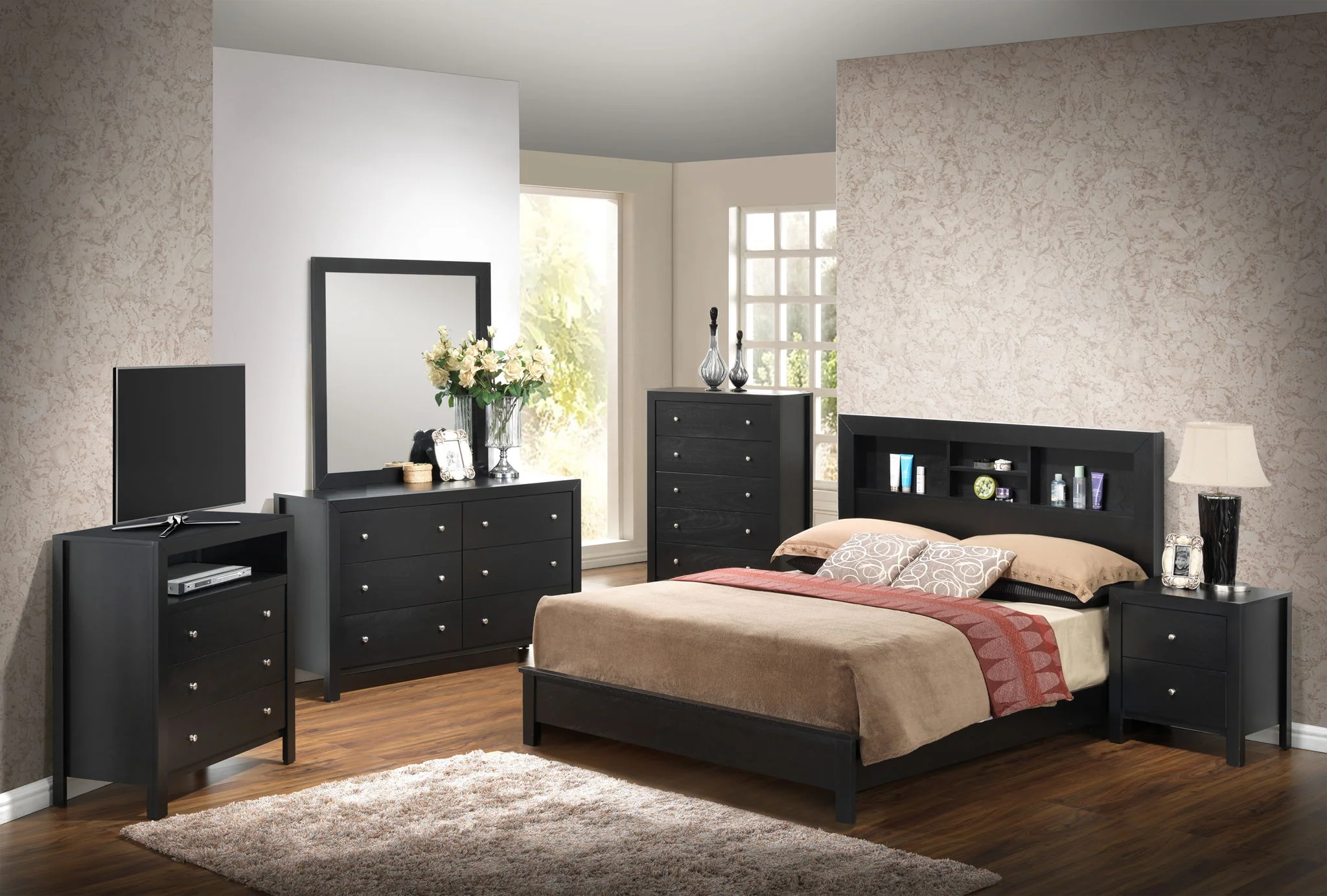 Bed With Transitional Design Stylish