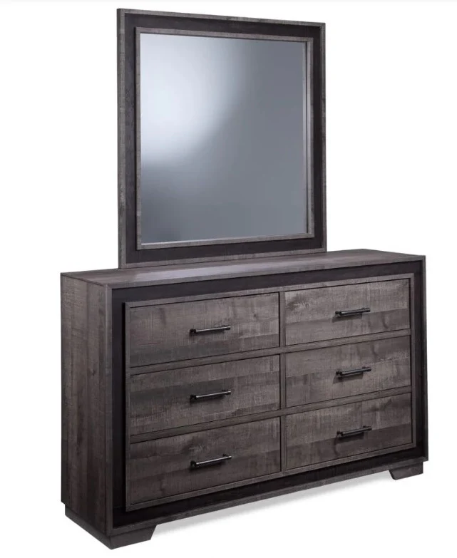 Gray Panel Bedroom Set with Dresser, Mirror & Nightstand
