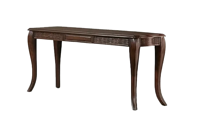 Traditional Dark Wood Sofa Table with Curved Legs