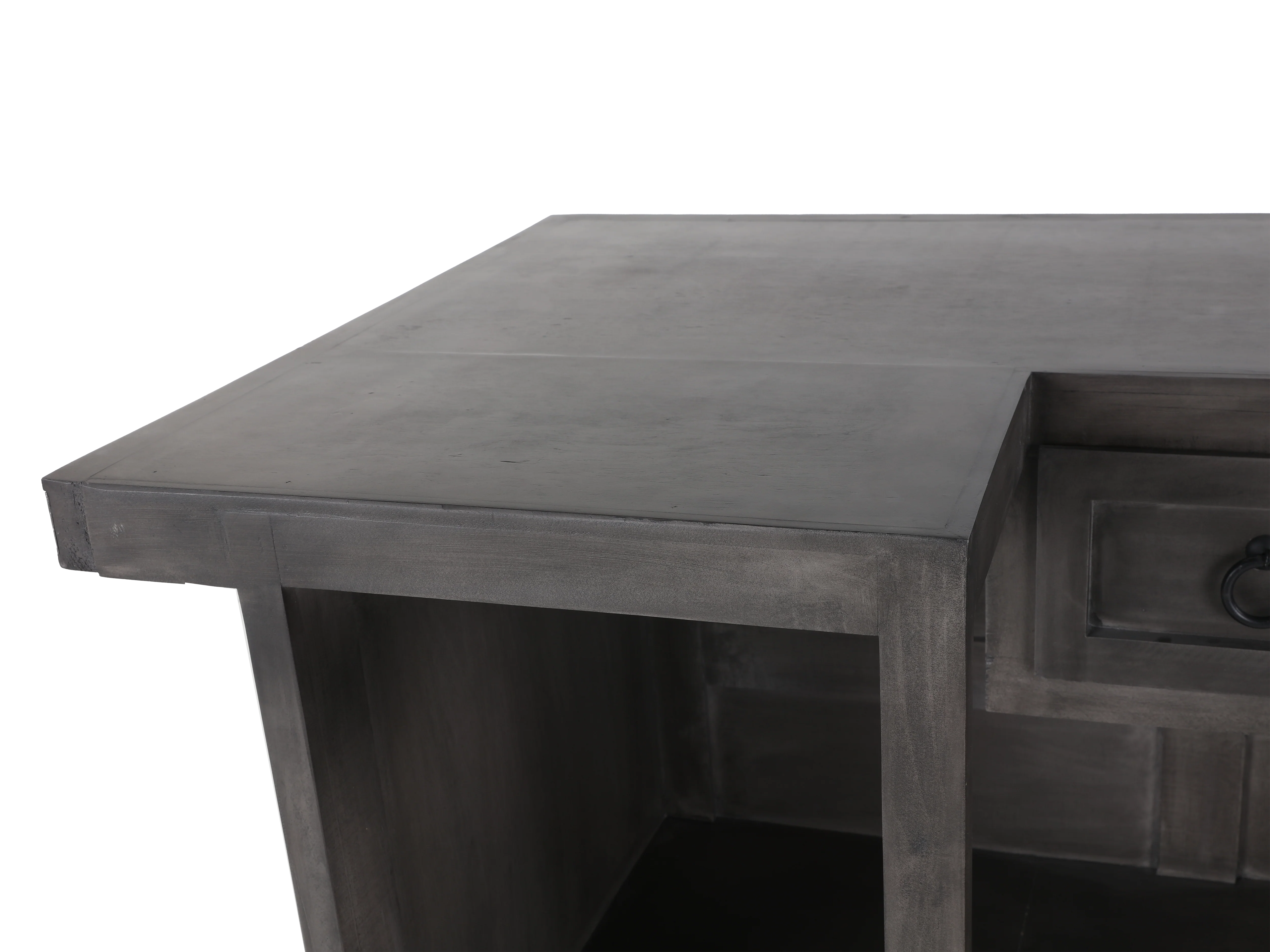 1943-rustic-gray-bar-table-with-wine-rack-open-shelving-5.webp Rustic Gray Bar Table with Wine Rack & Open Shelving
