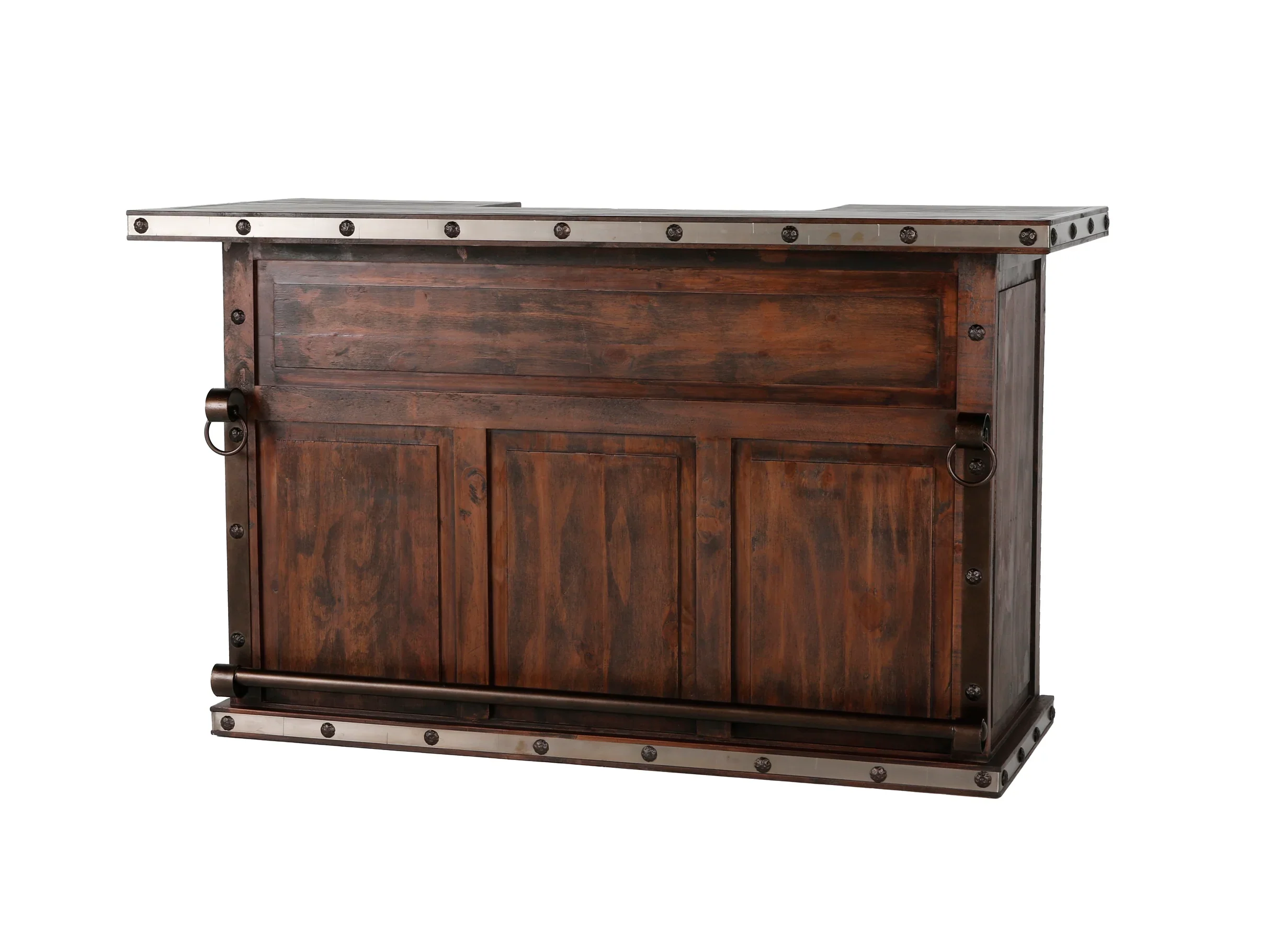 Hacienda Rustic Bar Table with Wine Rack & Open Shelving