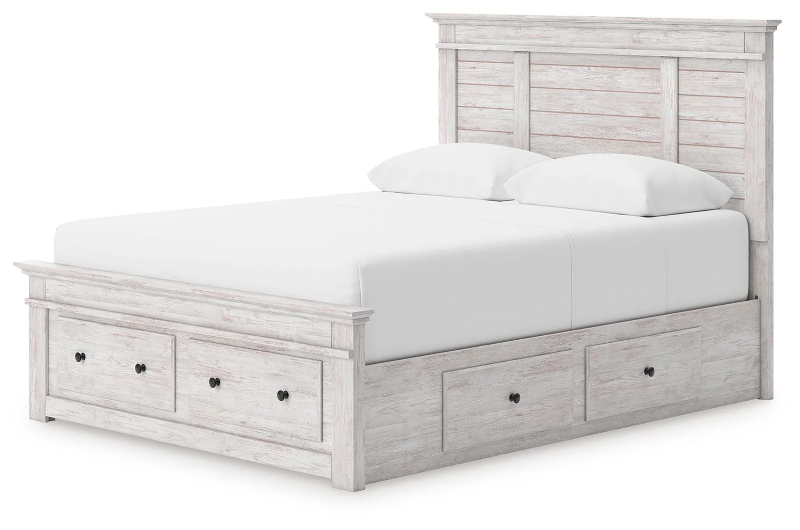 Makidern - Panel Storage Bed With 2 Under Bed Storage Units