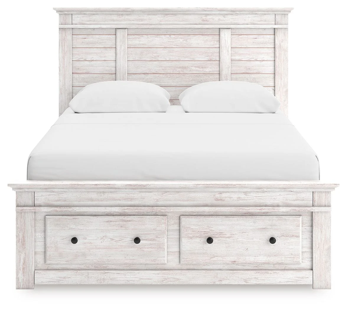 Makidern - Panel Storage Bed With 2 Under Bed Storage Units