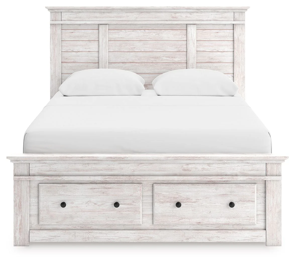 Makidern - Panel Storage Bed With Under Bed Storage Unit And Storage Footboard