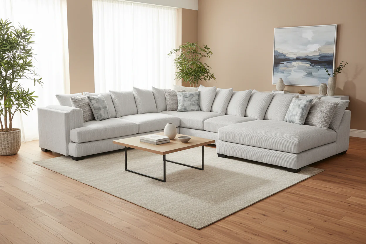 Cashmere Beige 3-Piece Modern U-Shaped Sectional Sofa