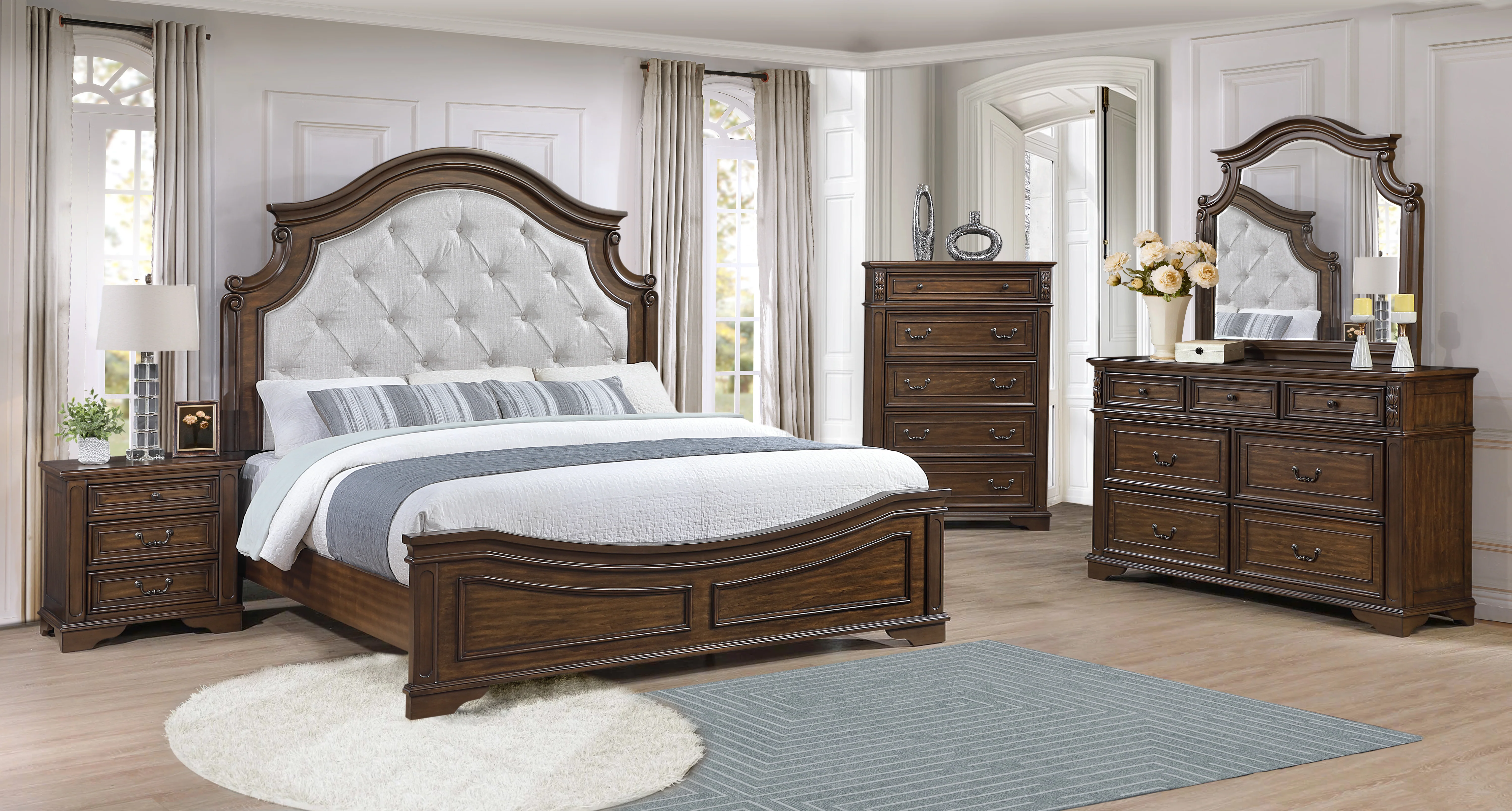 Traditional 2-Drawer Nightstand with USB Charging
