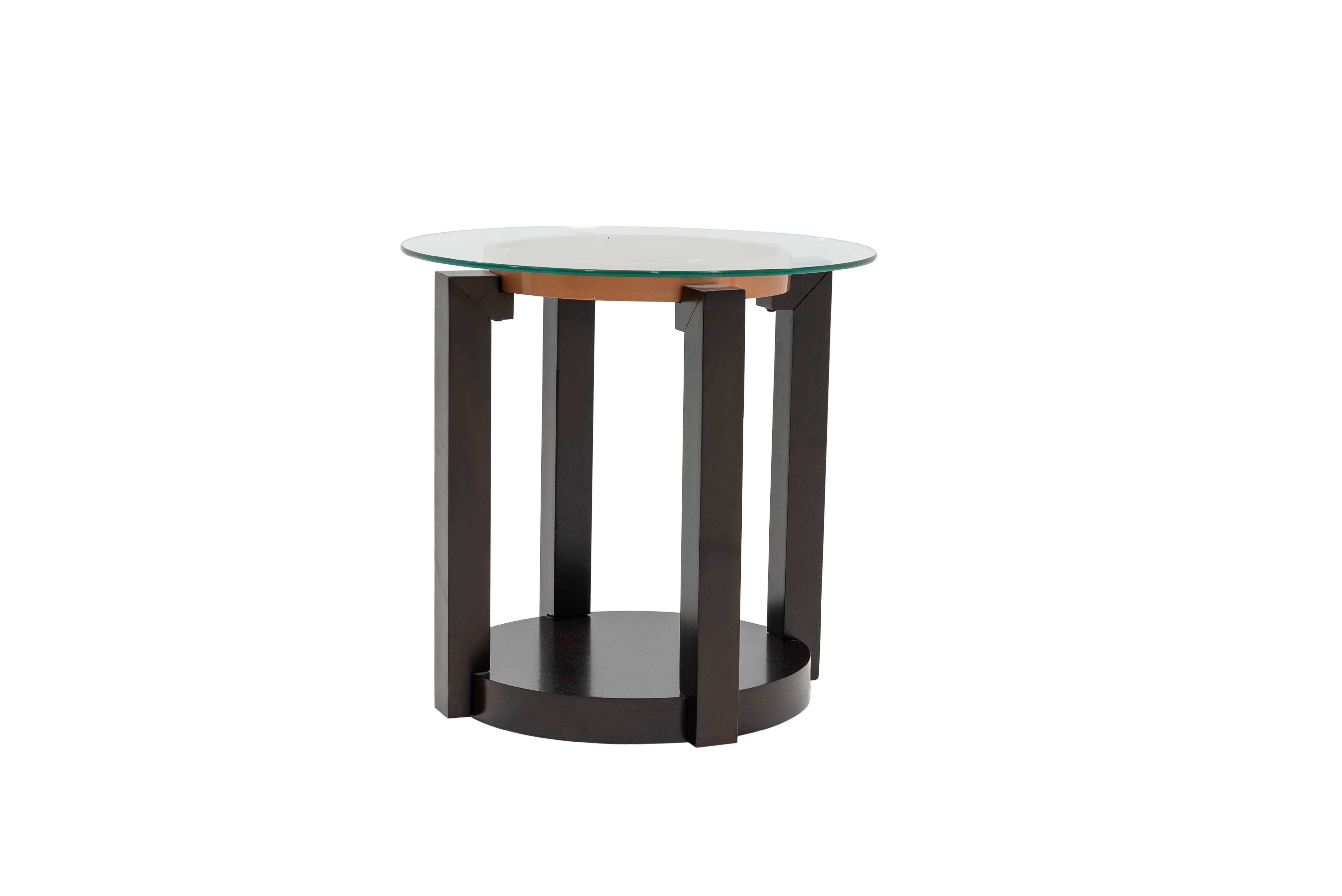 Avery 3-Piece Round Glass Coffee Table Set in Cherry Finish