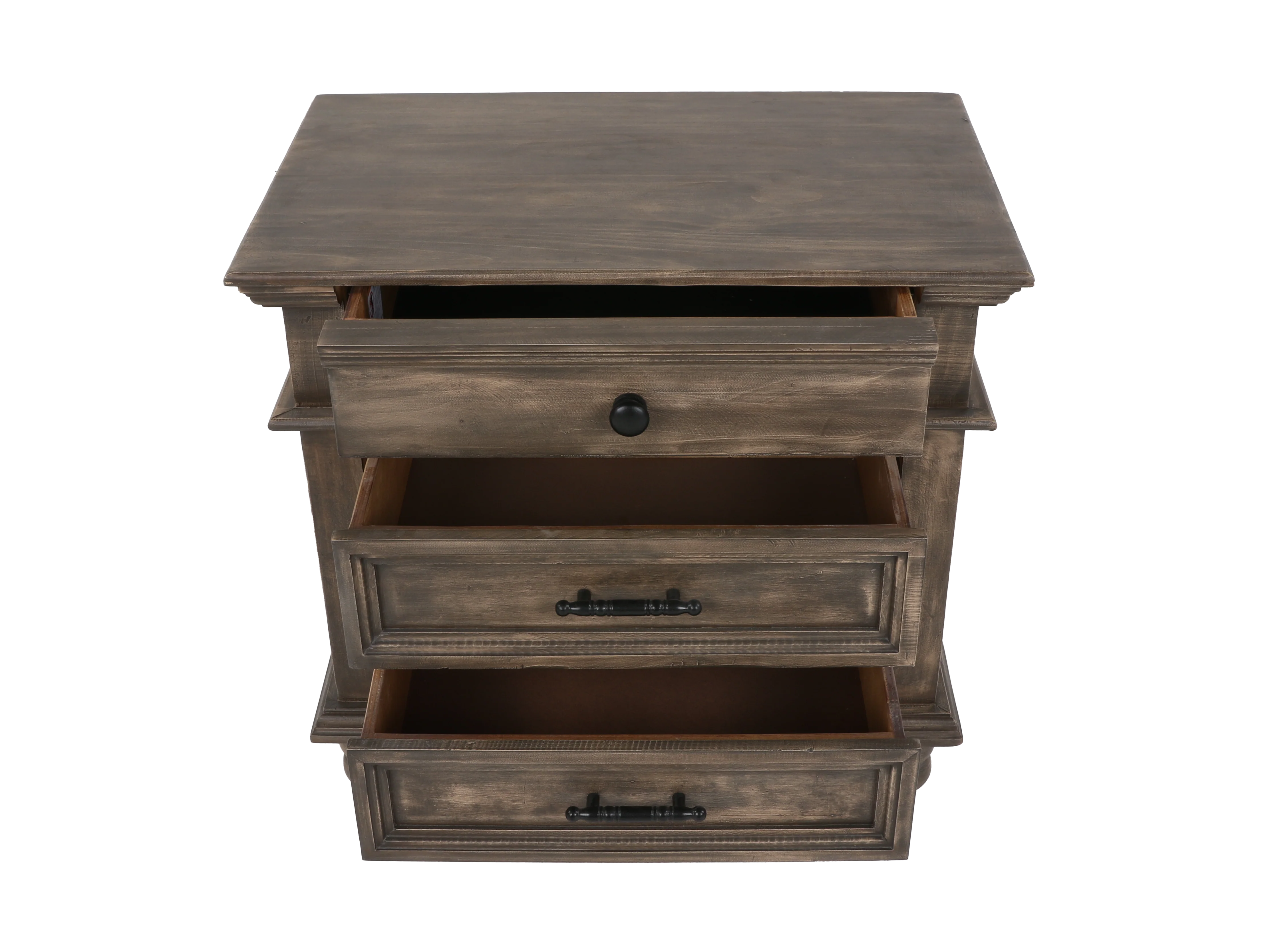 Rustic Brown 3-Drawer Nightstand
