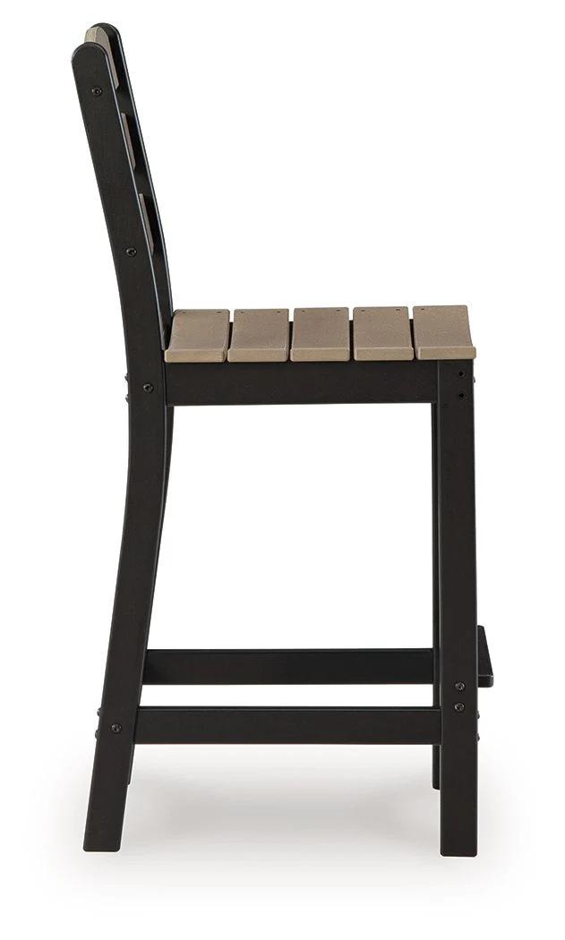 Shoreline Beach - Outdoor Counter Table And 2 Barstools (Set of 3) - Black / Beige