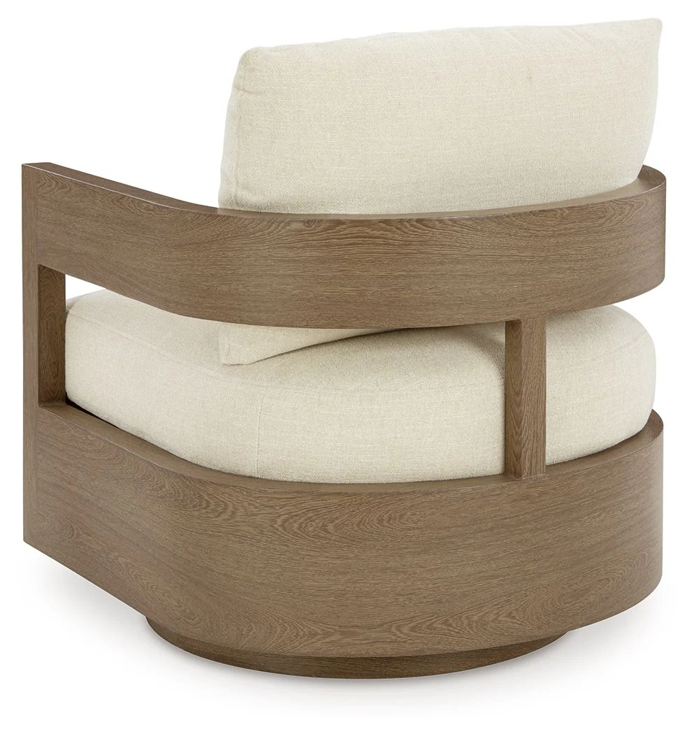 Serene Bay - Swivel Glider Chair With Cushion - Dark Brown / White