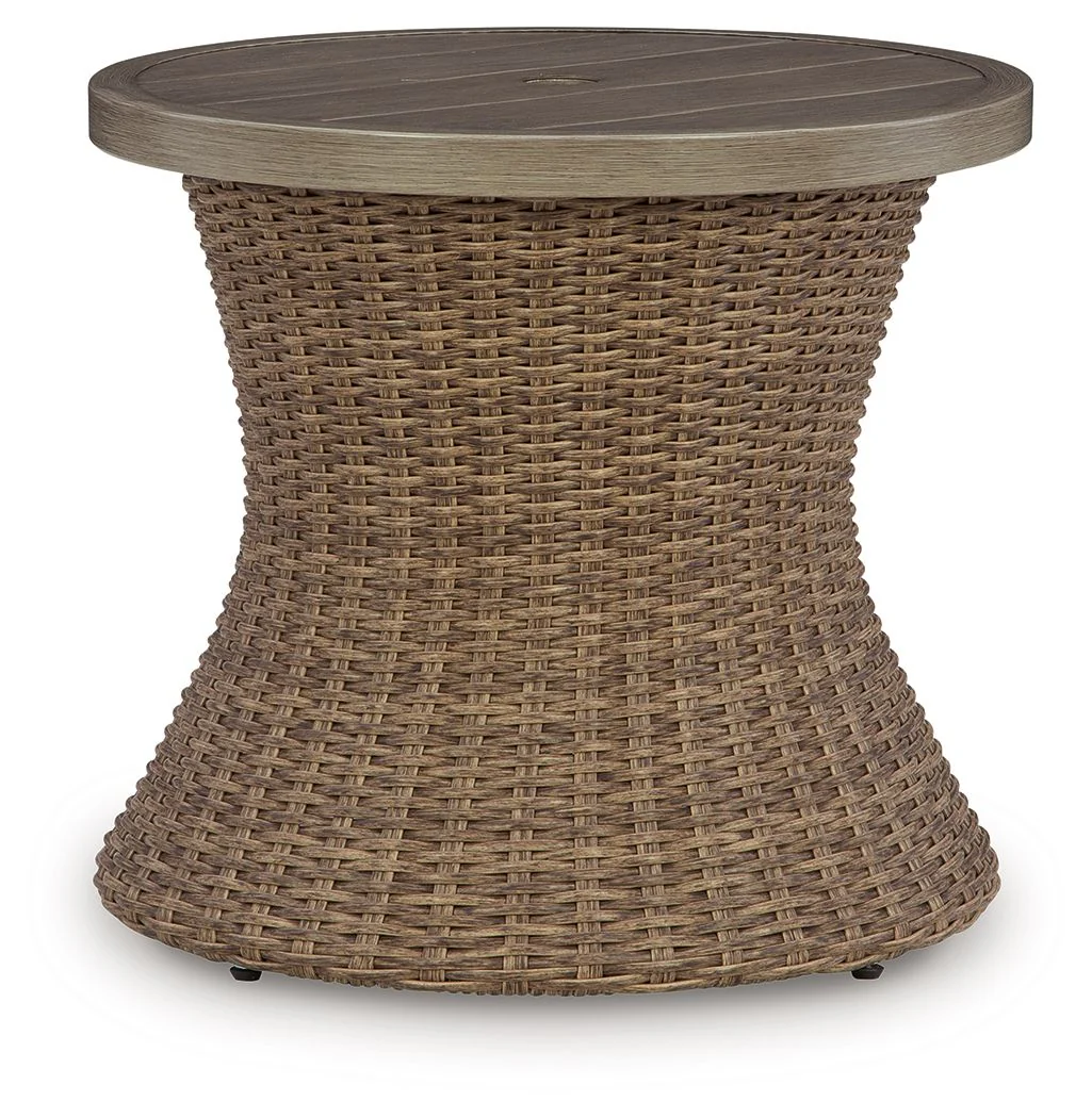 2257-laguna-heights-round-end-table-with-umbrella-option-beige-1.webp Laguna Heights - Round End Table With Umbrella Option - Beige