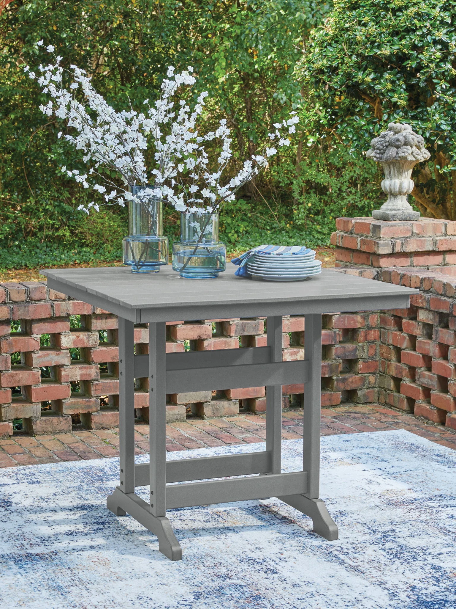 Sanctuary Beach - Square Counter Table With Umbrella Option - Dark Gray
