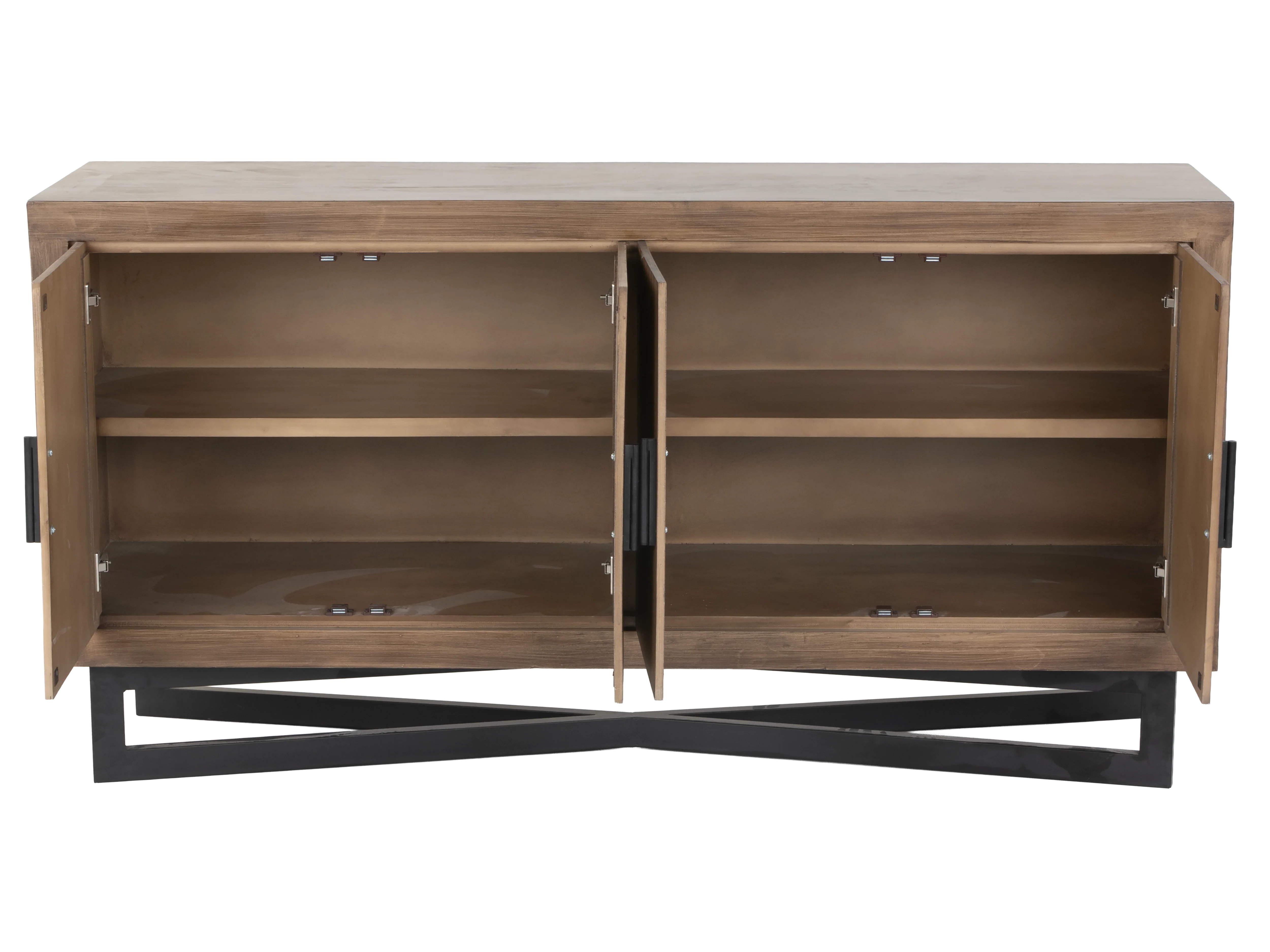 2277-modern-wood-4-door-sideboard-with-black-metal-base-3.webp Modern Wood 4-Door Sideboard with Black Metal Base