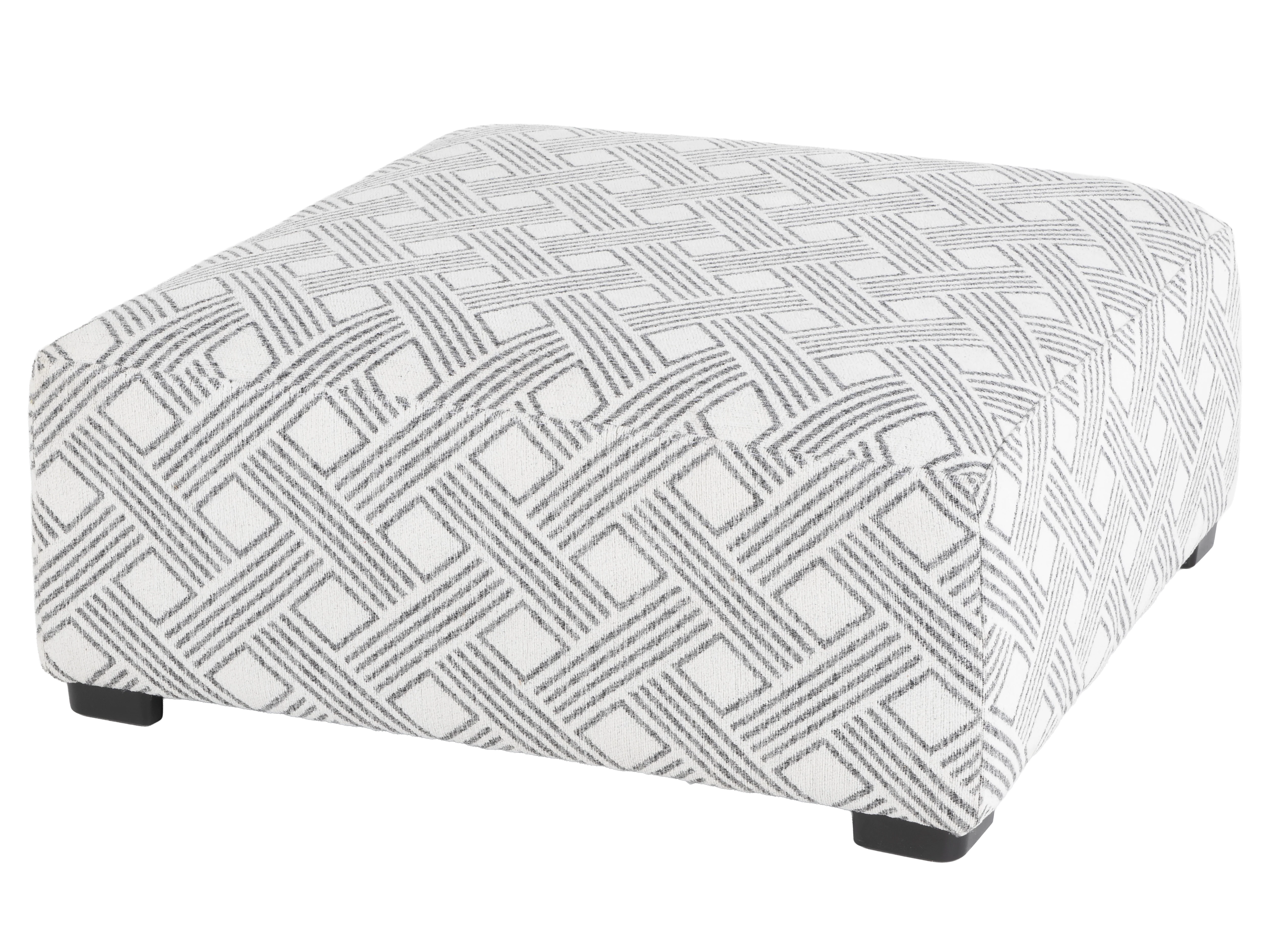 Light Grey Geometric Square Cocktail Ottoman