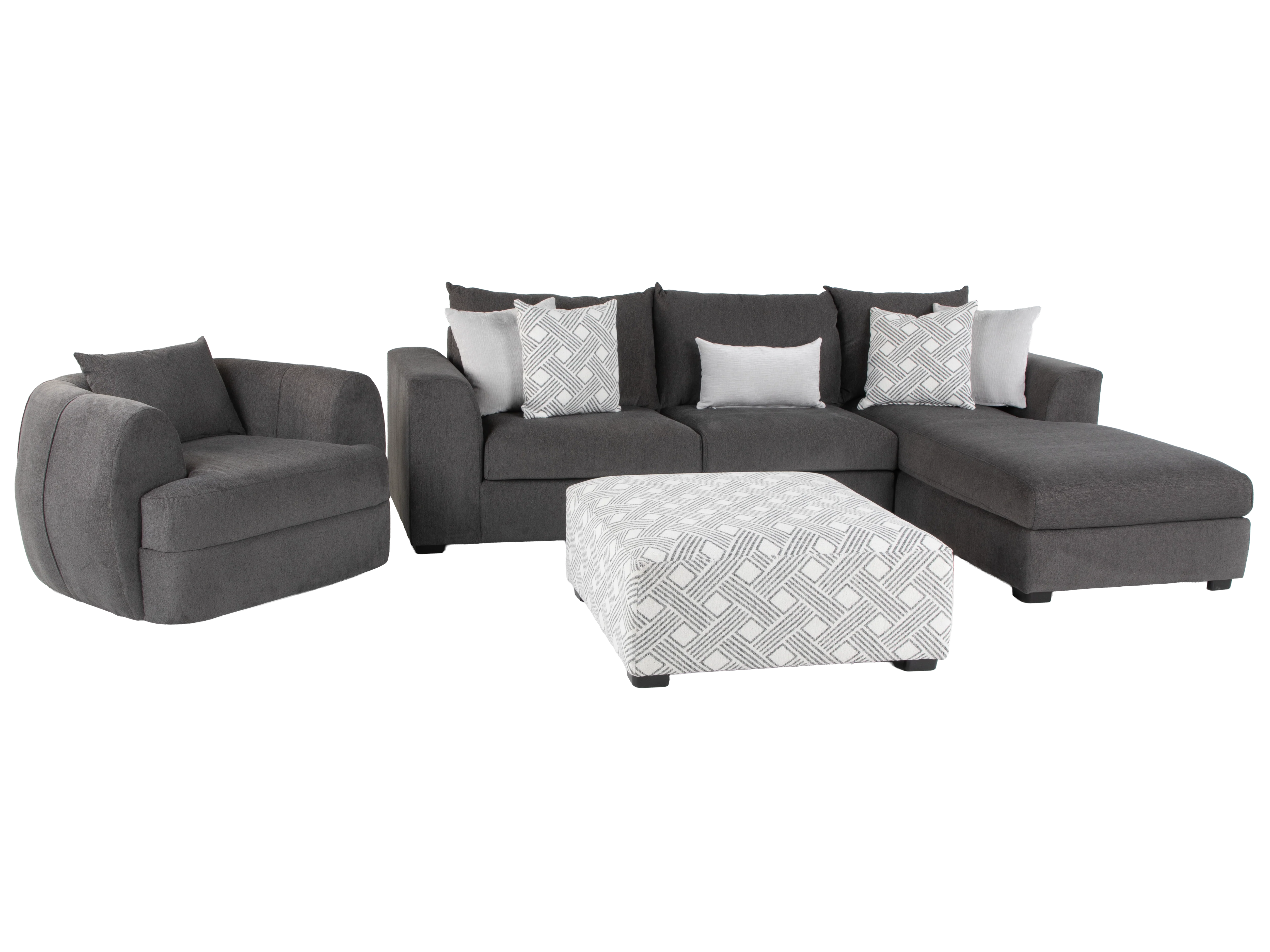 Light Grey Geometric Square Cocktail Ottoman