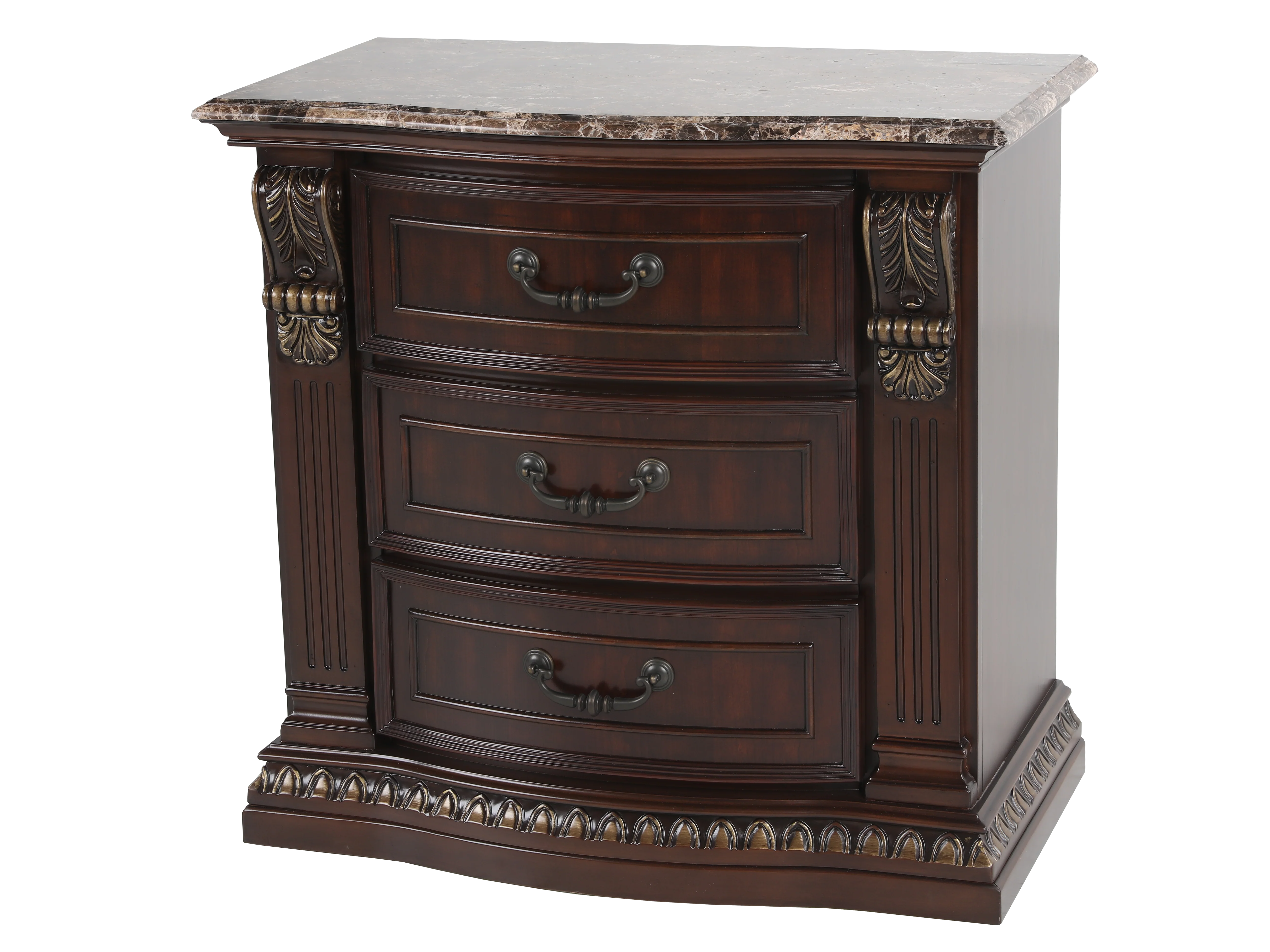 2314-cherry-3-drawer-nightstand-with-cherry-marble-top-1.webp Cherry 3-Drawer Nightstand with Cherry Marble Top