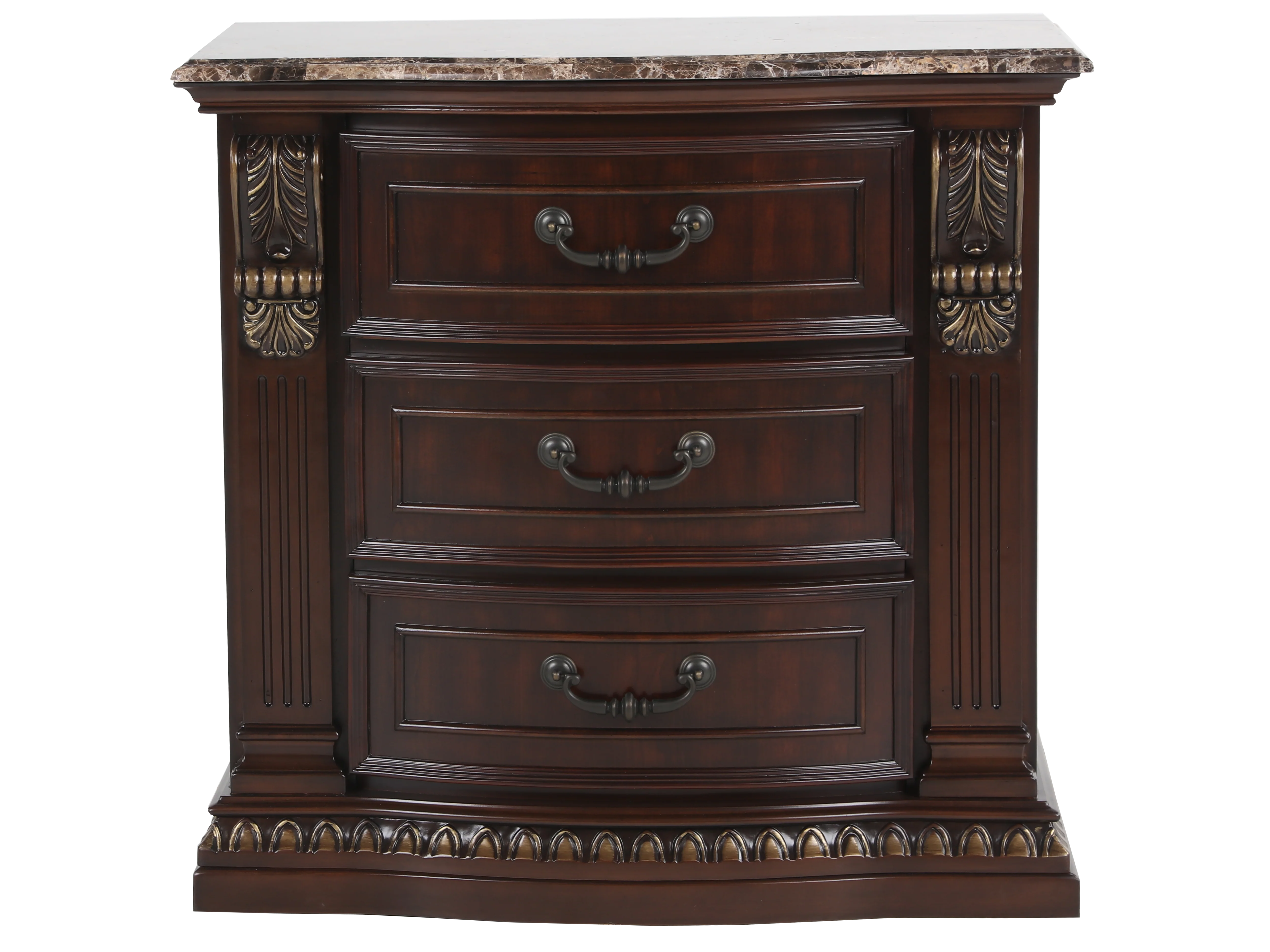 2314-cherry-3-drawer-nightstand-with-cherry-marble-top-2.webp Cherry 3-Drawer Nightstand with Cherry Marble Top