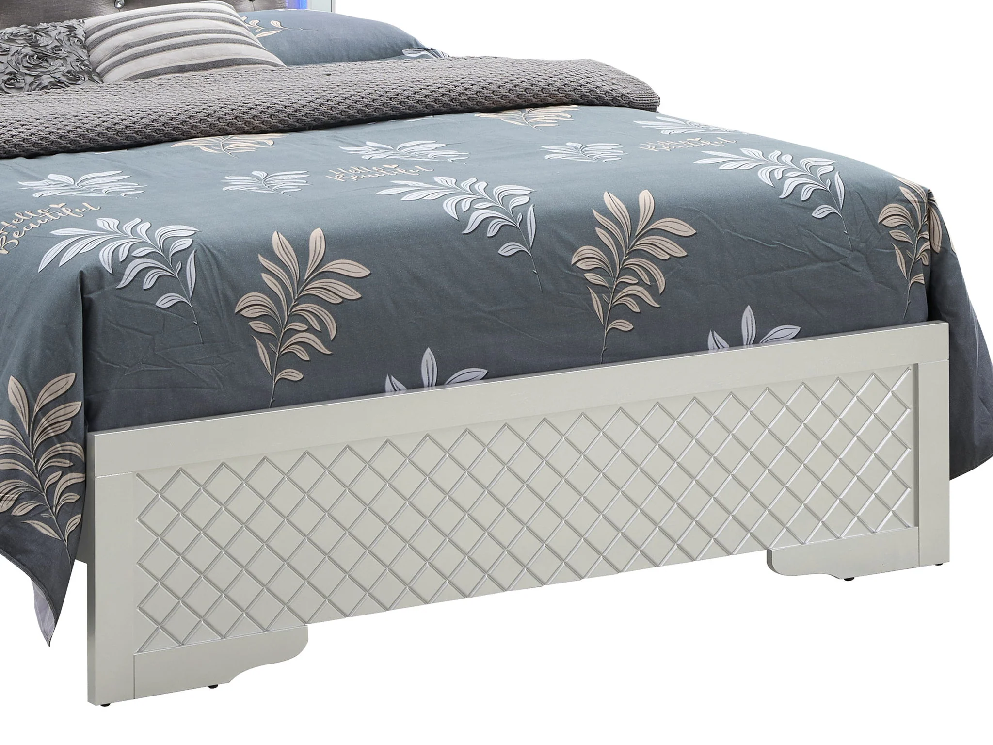 Bed With LED Light Accents Headboard