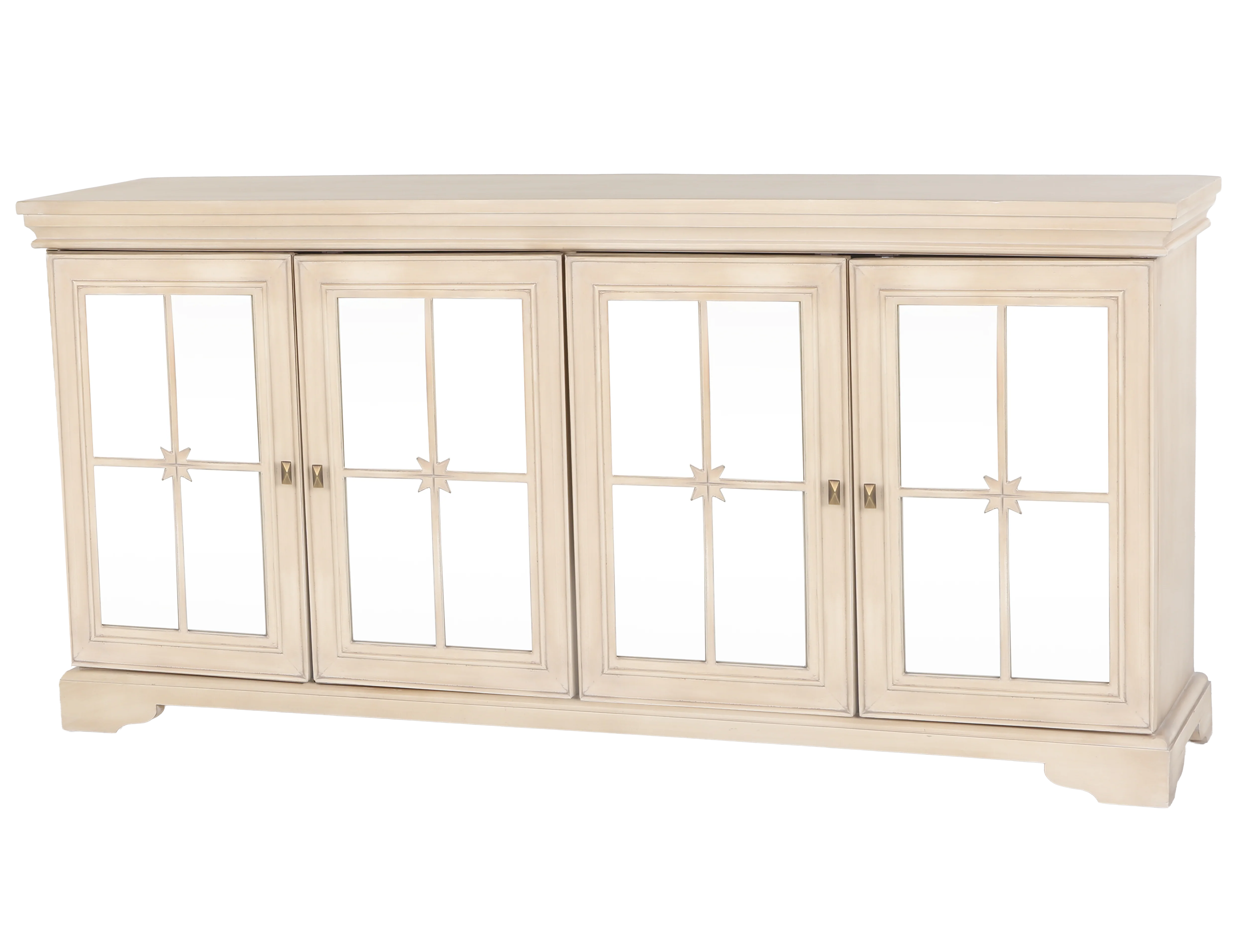 Desert Sand 4-Door Sideboard with Mirrored Panels