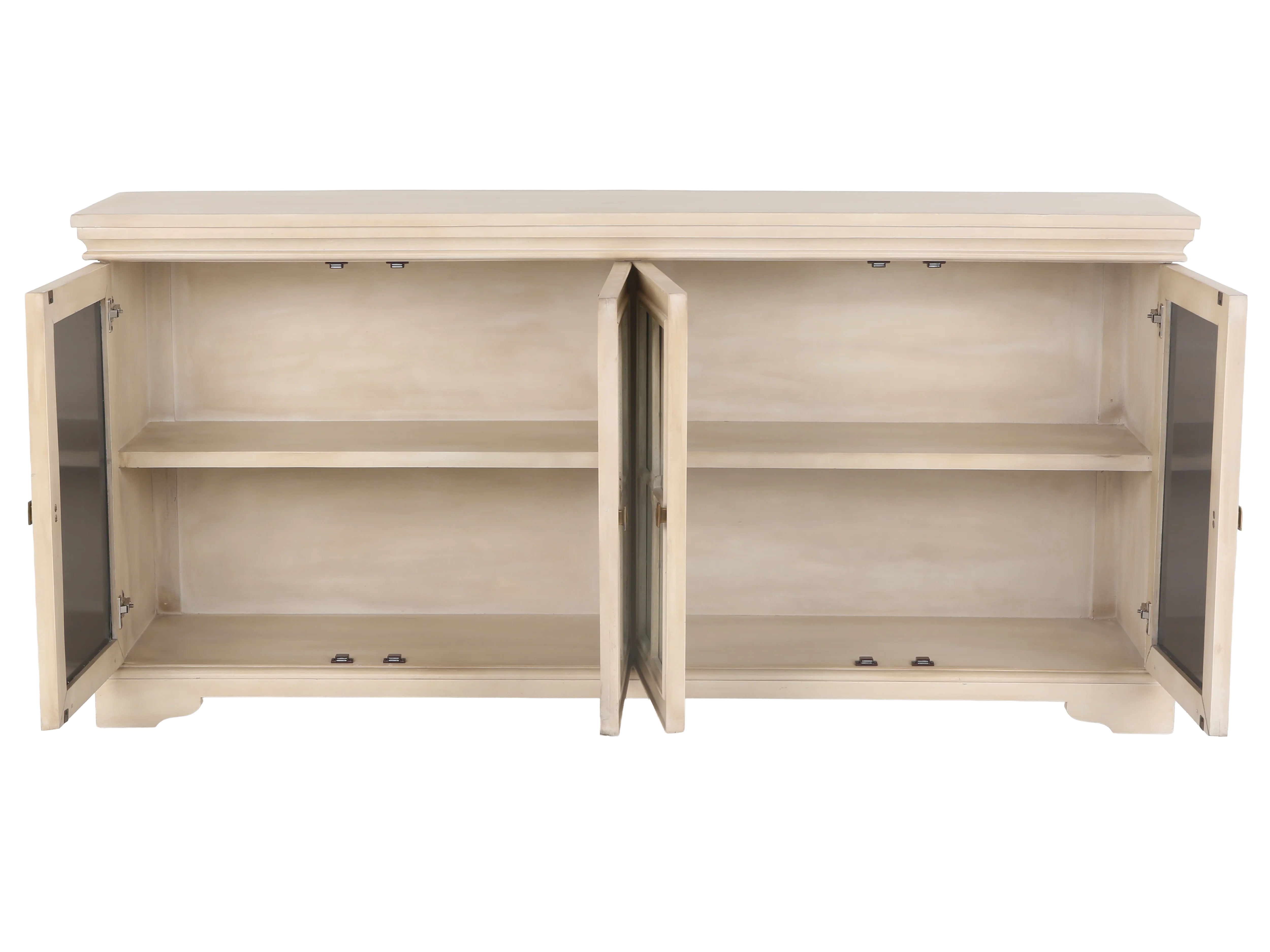 Desert Sand 4-Door Sideboard with Mirrored Panels