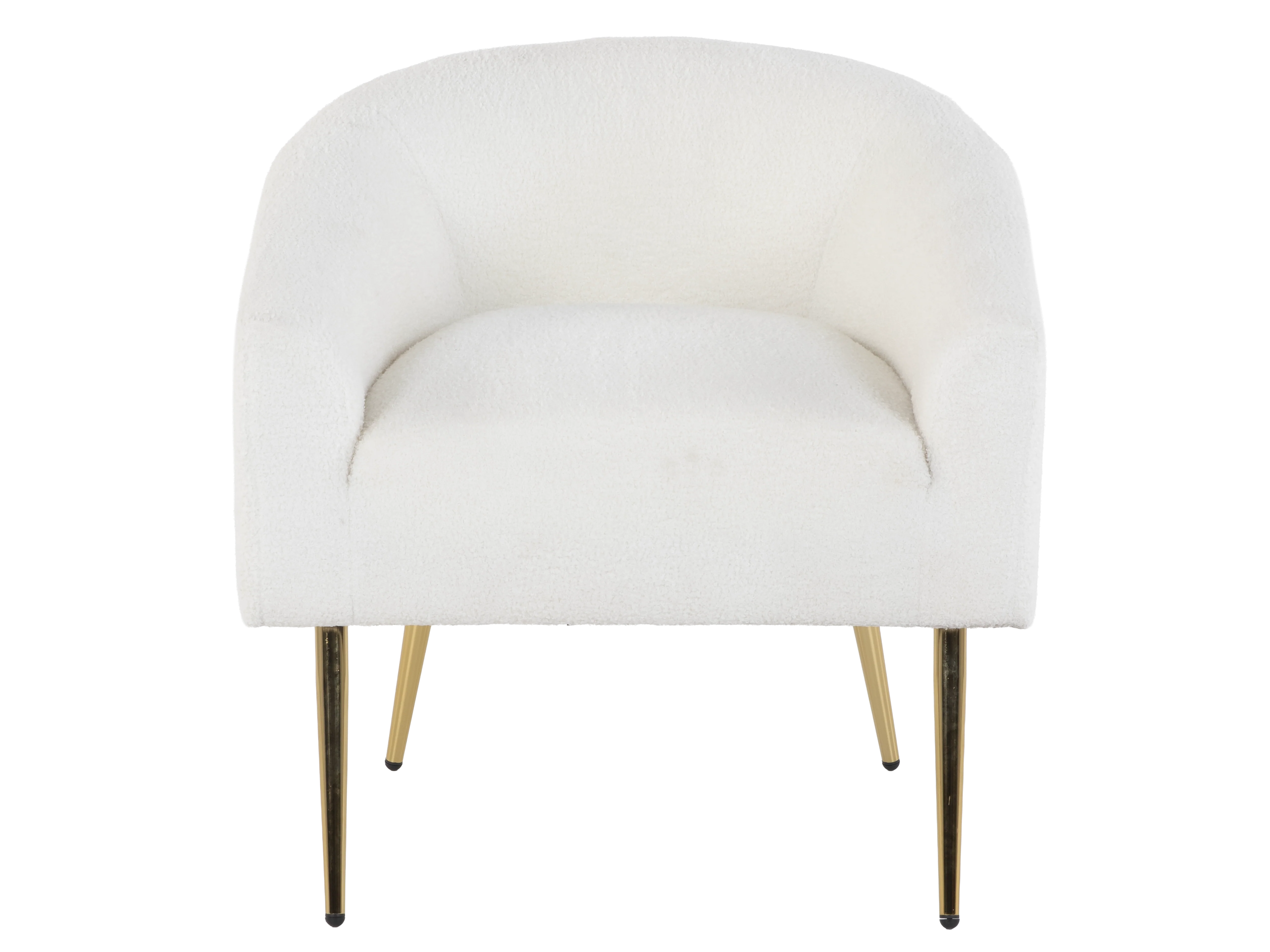 Modern Boucle Accent Chair in White with Gold Metal Legs