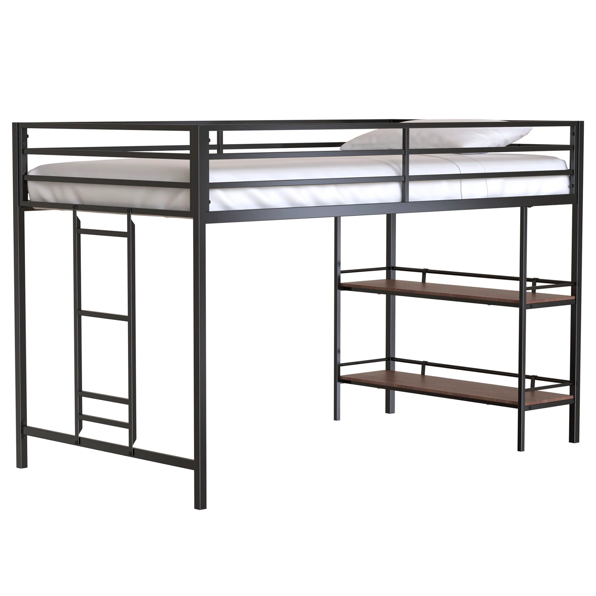 2460-adam-twin-loft-bunk-bed-with-cinnamon-wood-shelf-black-2.webp Adam - Twin Loft Bunk Bed With Cinnamon Wood Shelf - Black