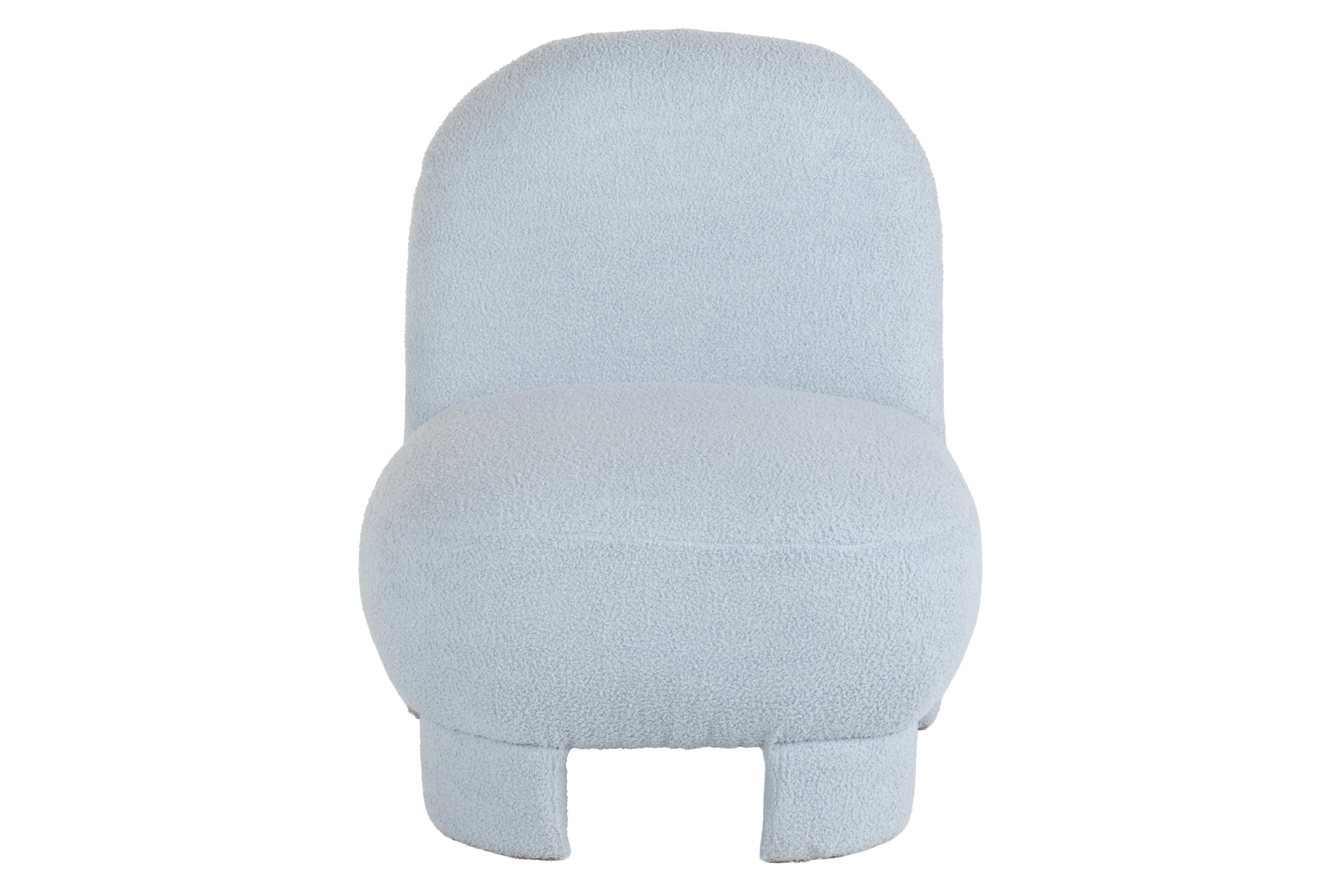 Light Blue Bouclé Modern Armless Accent Chair with Curved Back & Plush Seat