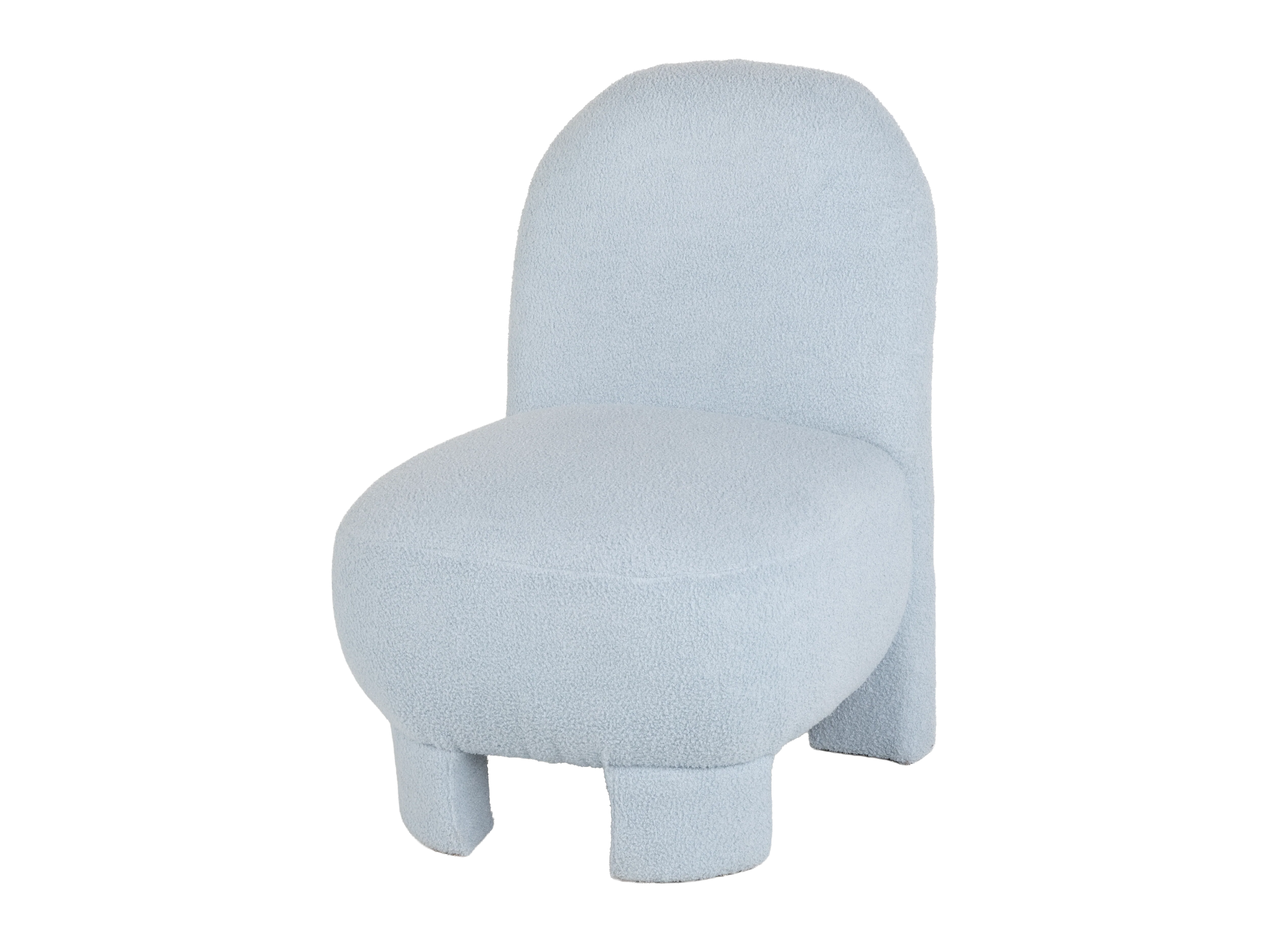 Light Blue Bouclé Modern Armless Accent Chair with Curved Back & Plush Seat