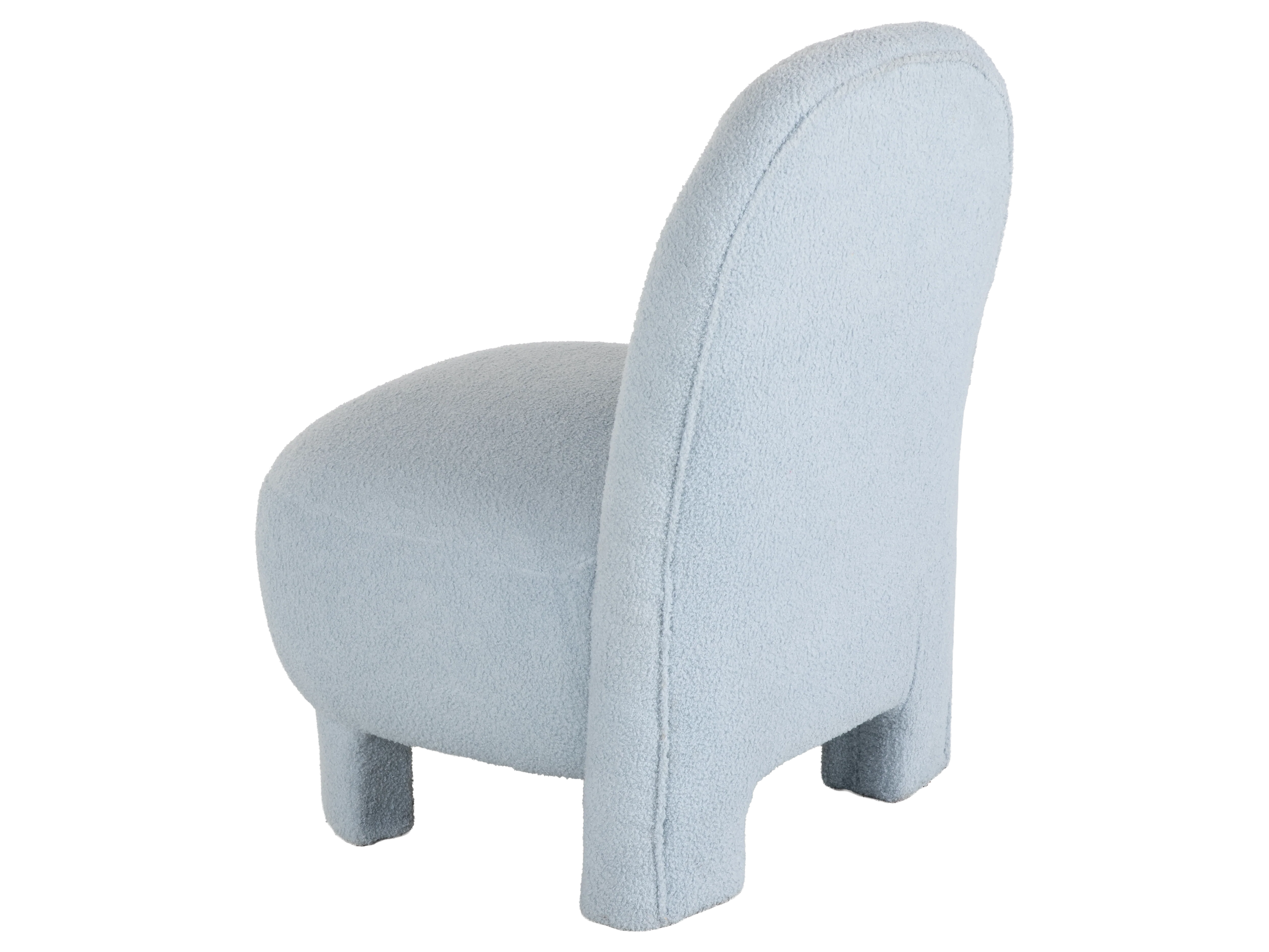 Light Blue Bouclé Modern Armless Accent Chair with Curved Back & Plush Seat
