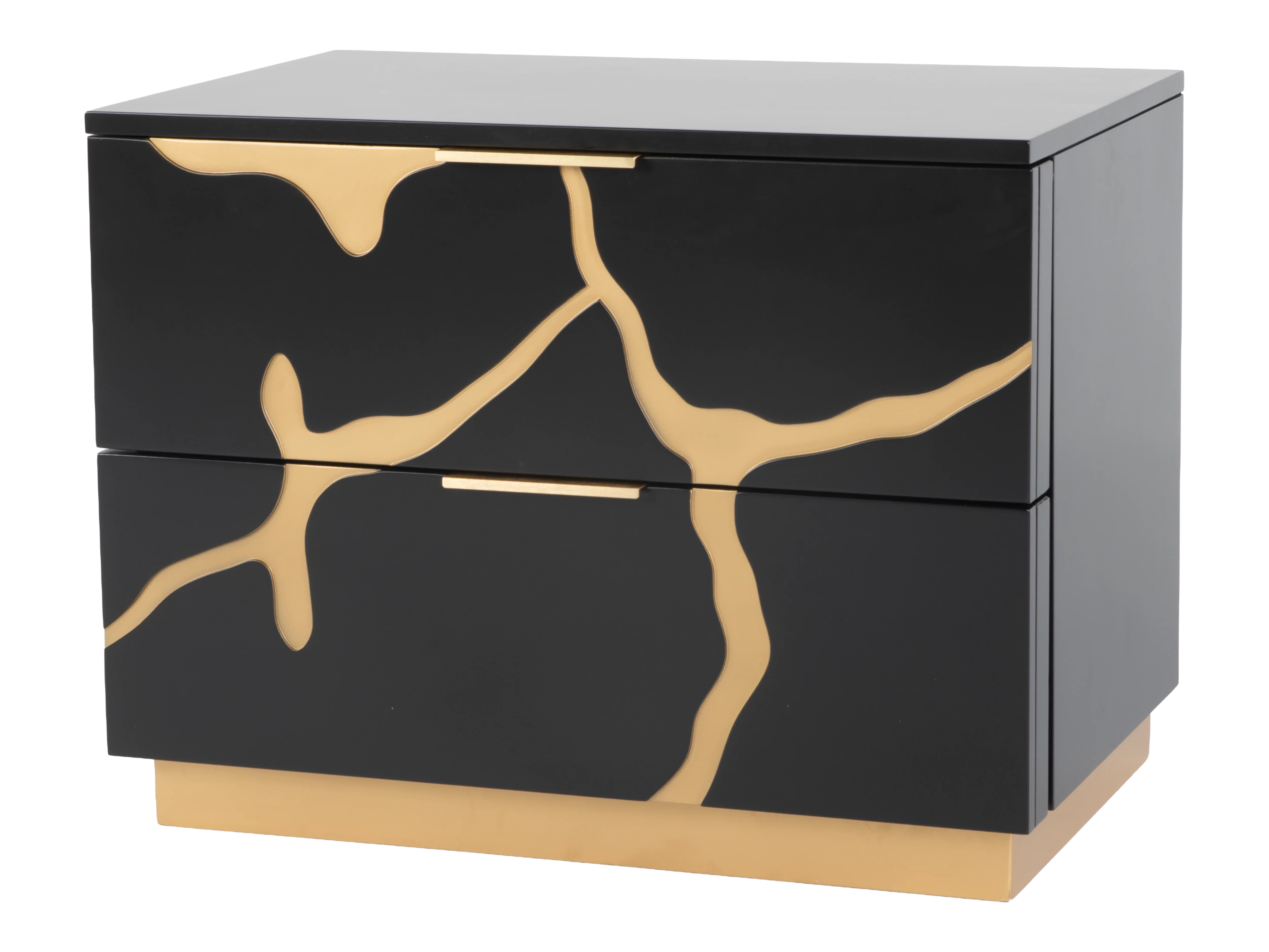 Black and Gold 2-Drawer Nightstand – Modern Luxury Bedside Table
