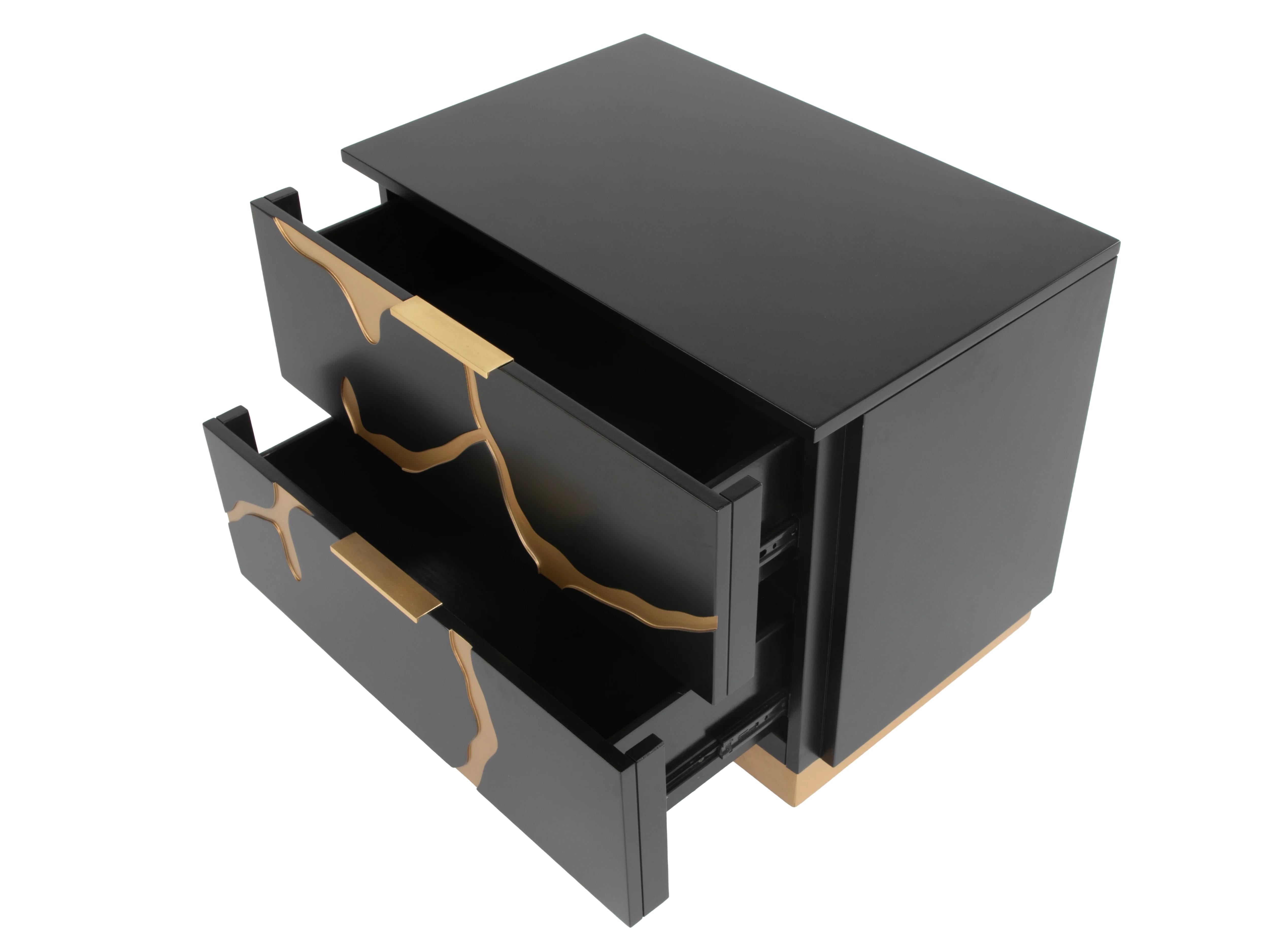 Black and Gold 2-Drawer Nightstand – Modern Luxury Bedside Table