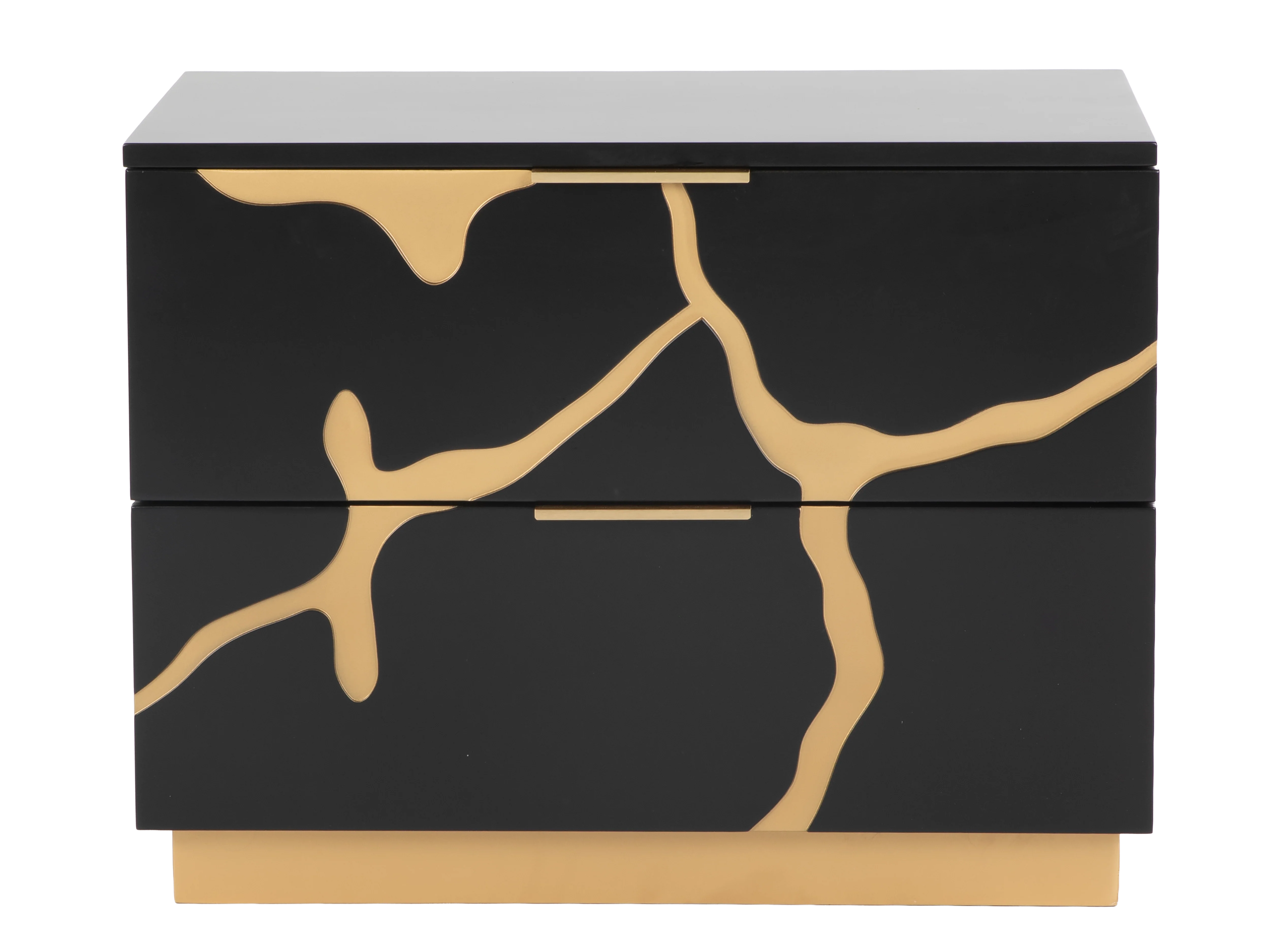 Black and Gold 2-Drawer Nightstand – Modern Luxury Bedside Table