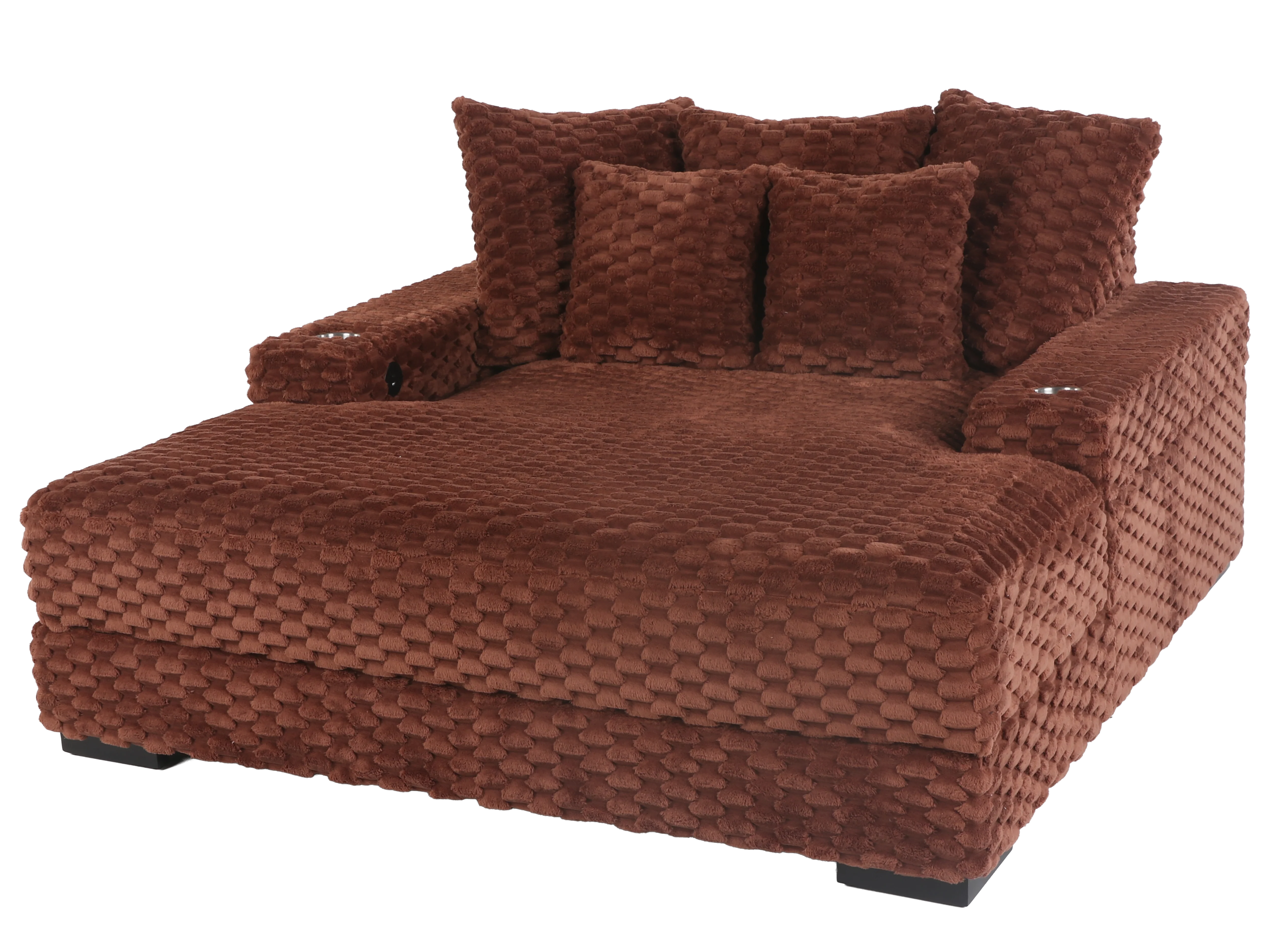 Oversized Chaise Lounge with Cup Holders & USB Charging Ports