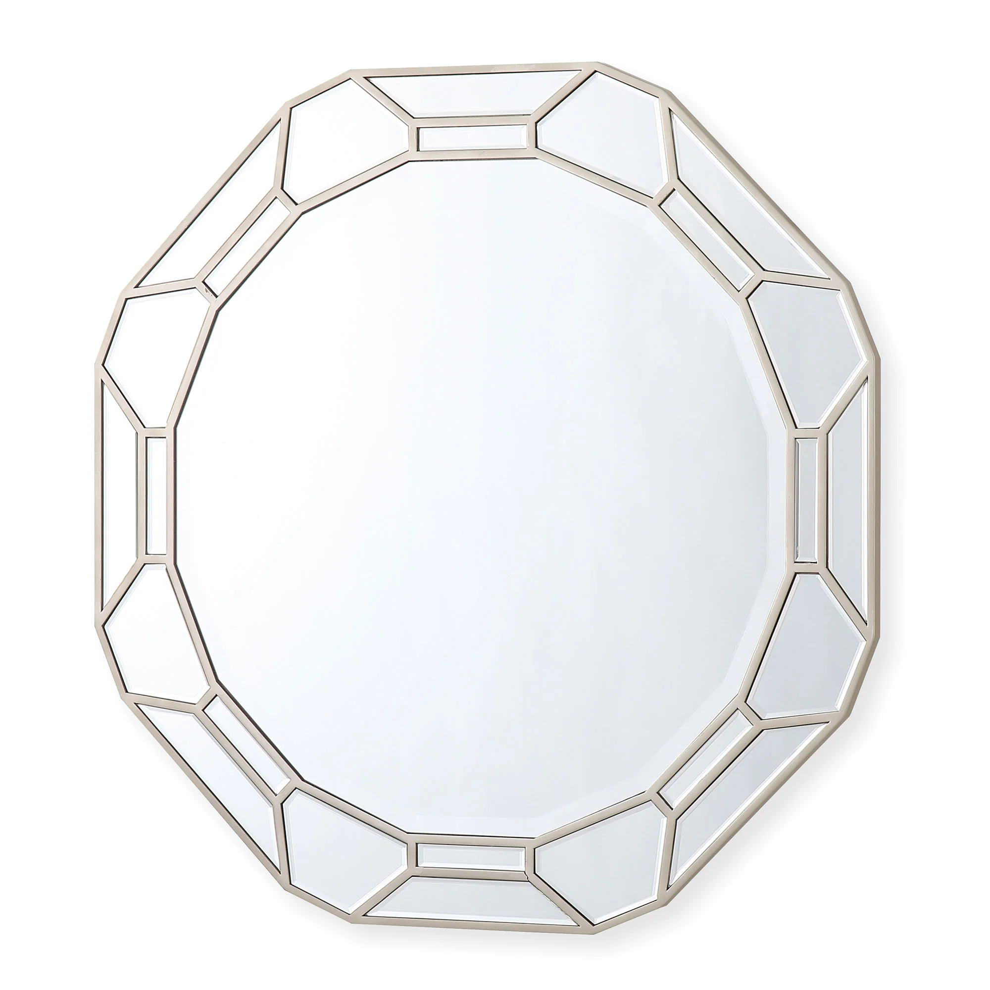 2 Piece Console Table and Mirror Set with Geometric Mirror Accents