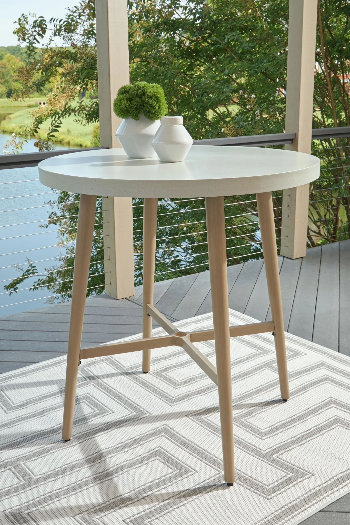 2580-seton-creek-round-bar-table-with-umbrella-option-beige-3.webp Seton Creek - Round Bar Table With Umbrella Option - Beige