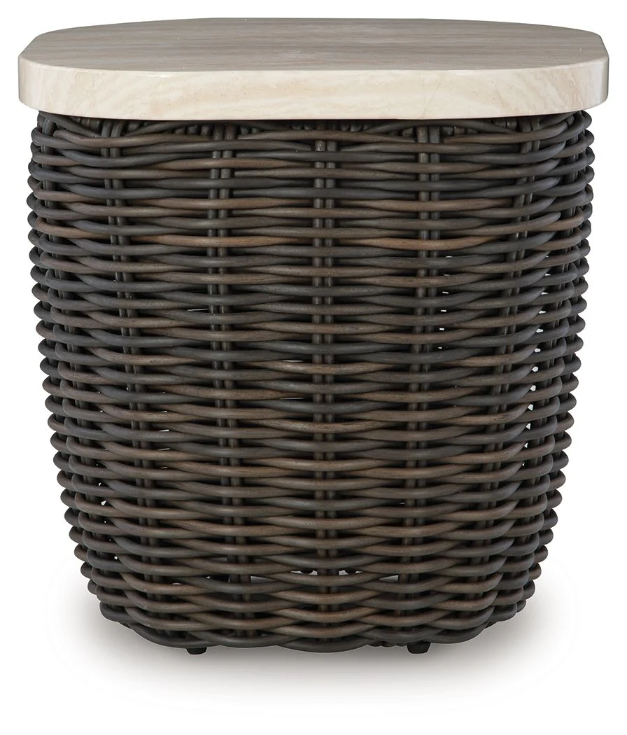 Kimora - Square End Table - Beige / Dark Brown