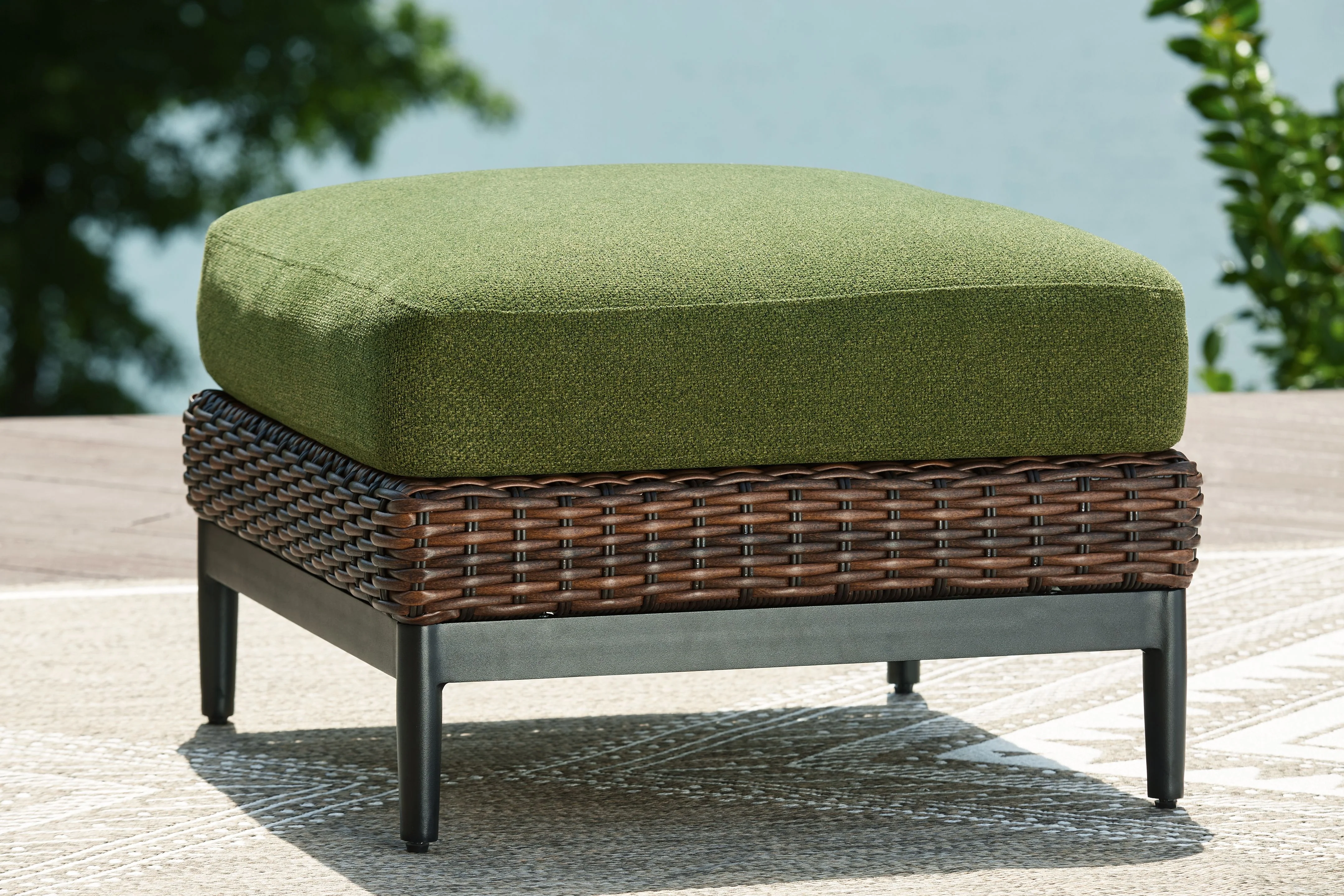 2593-horizon-hall-ottoman-with-cushion-brown-green-6.webp Horizon Hall - Ottoman With Cushion - Brown / Green