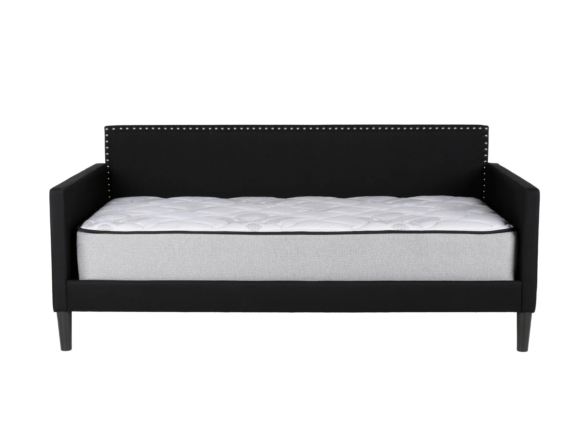 Black Upholstered Twin Daybed with Nailhead Trim