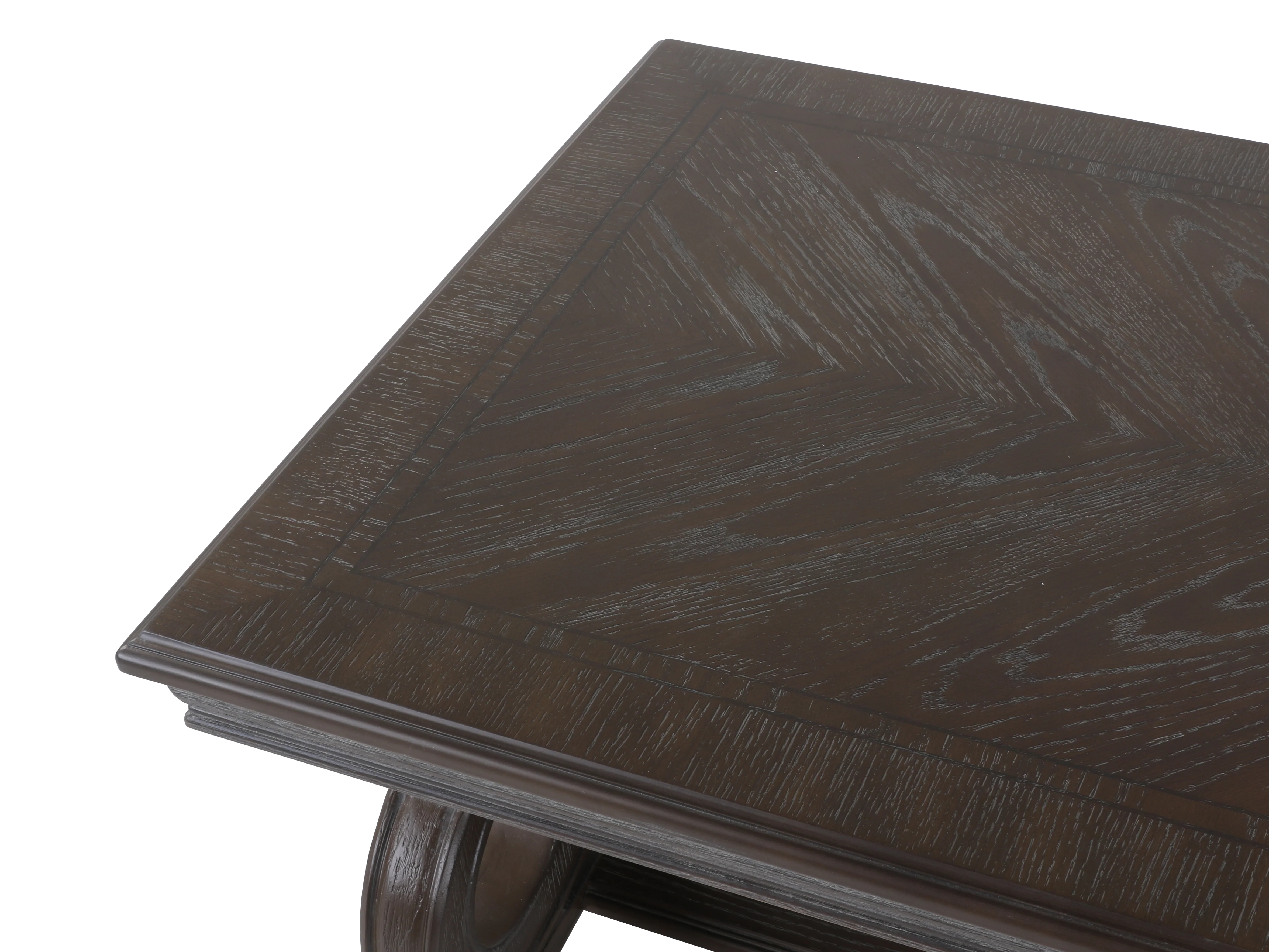 Reclaimed Grey Oak Scroll-Base 3-Piece Coffee Table Set