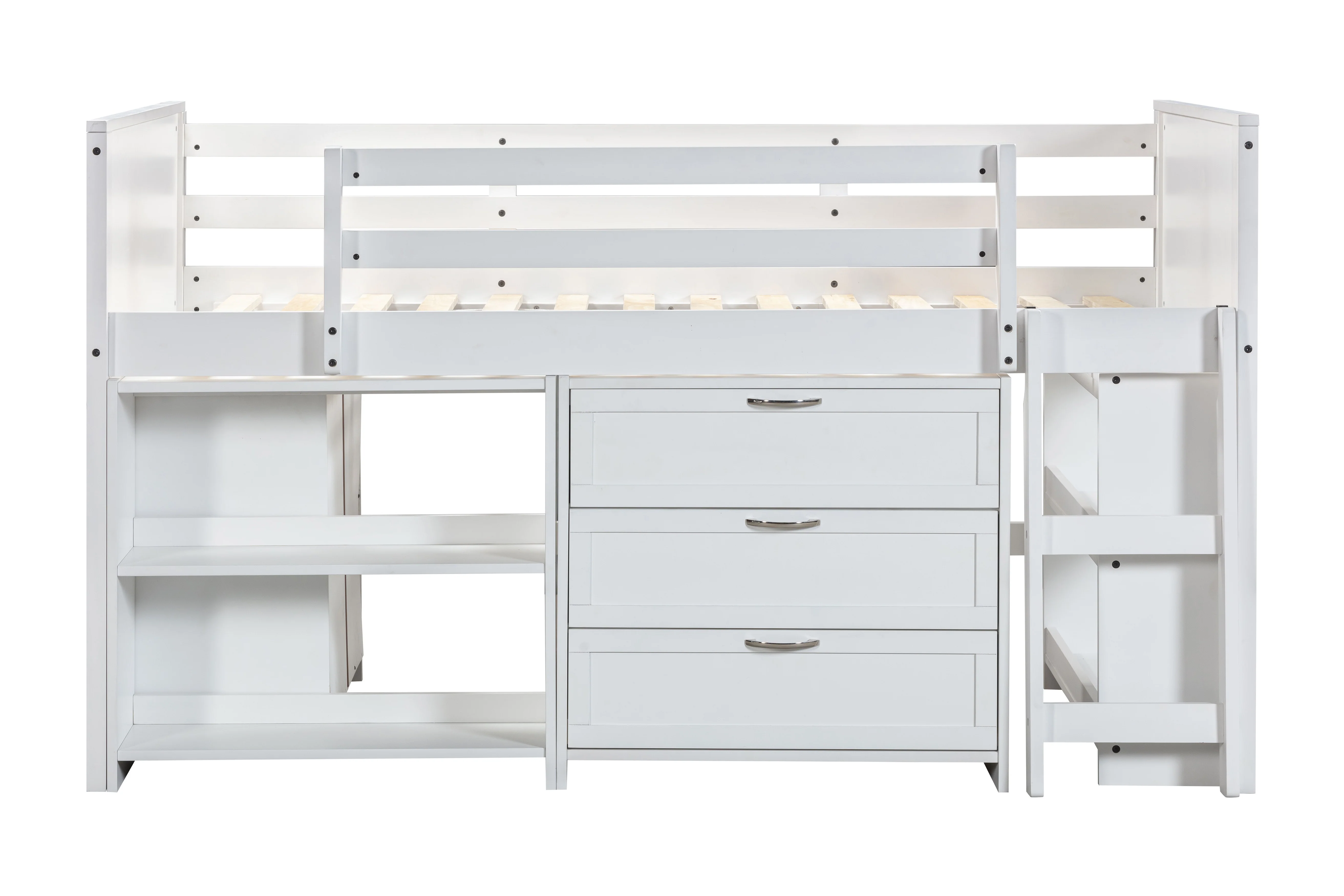 5 Piece Twin Size Low Loft Storage Bed Set