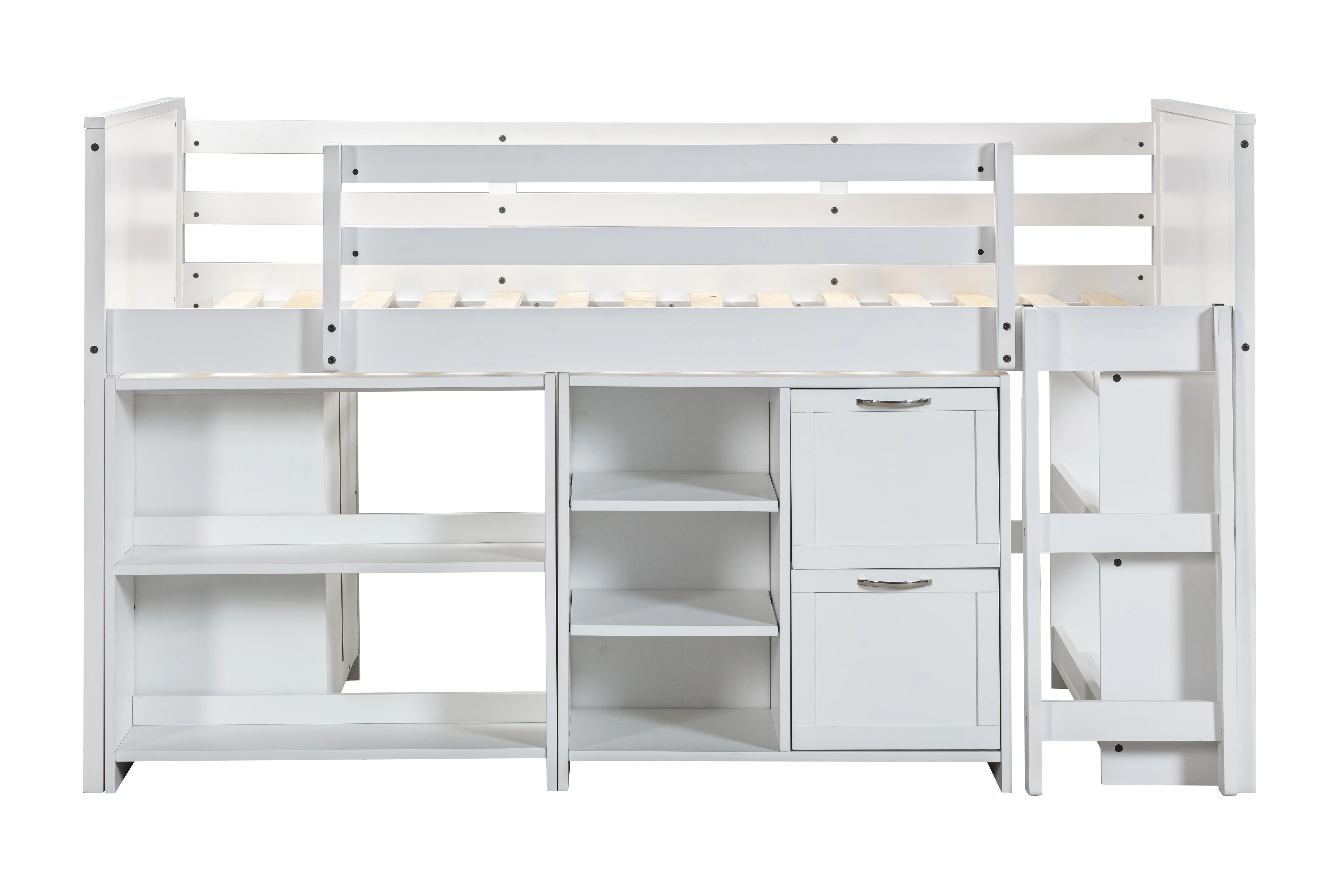 5 Piece Twin Size Low Loft Storage Bed Set