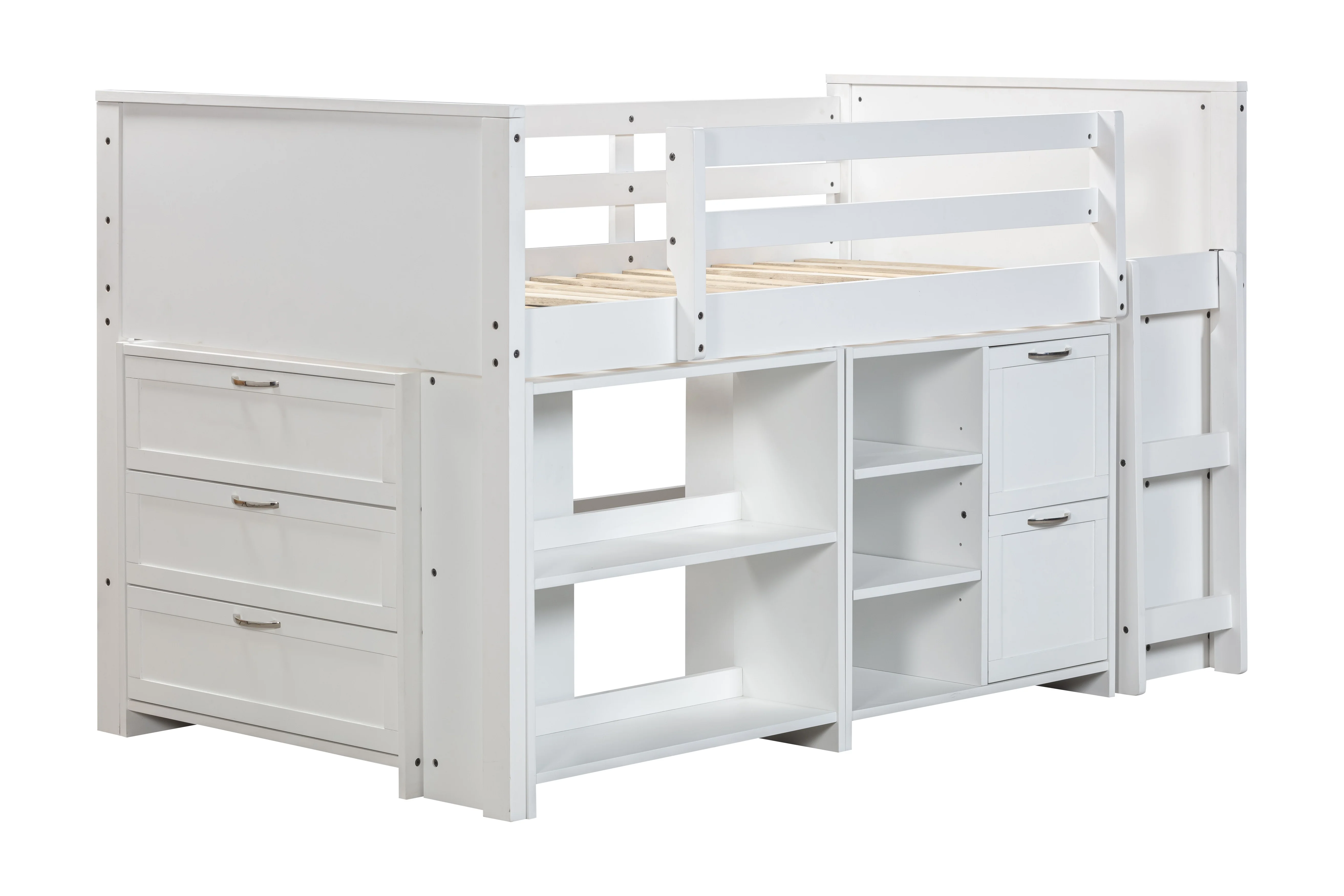 5 Piece Twin Size Low Loft Storage Bed Set