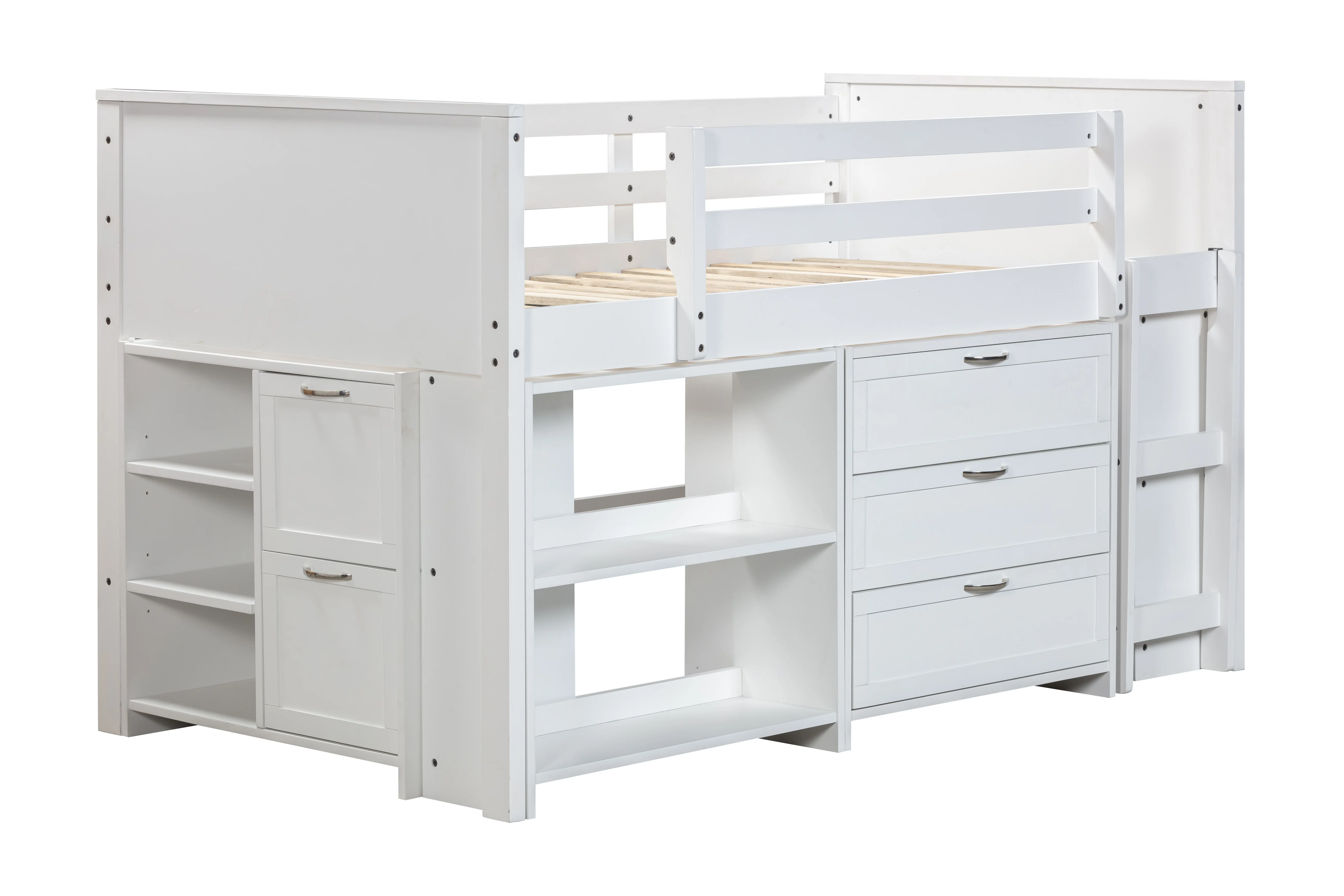 5 Piece Twin Size Low Loft Storage Bed Set